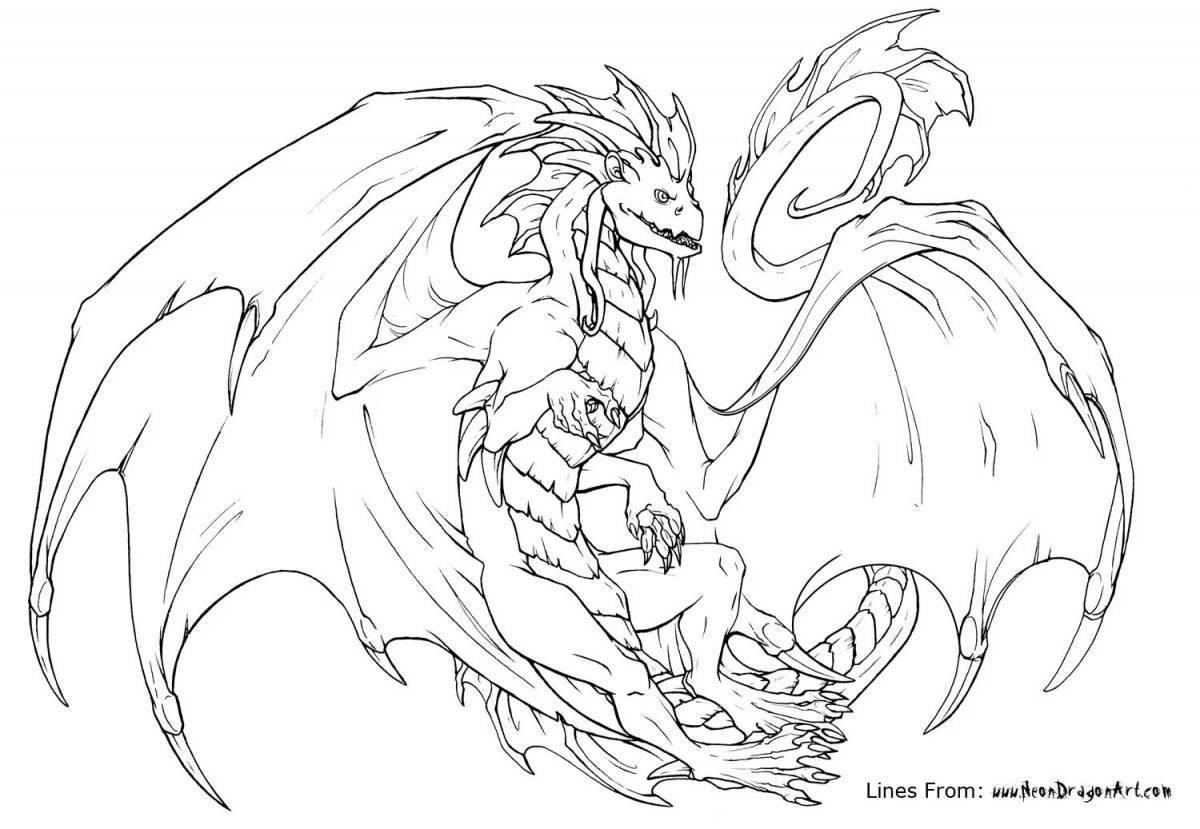Грандиозная раскраска дракон с крыльями