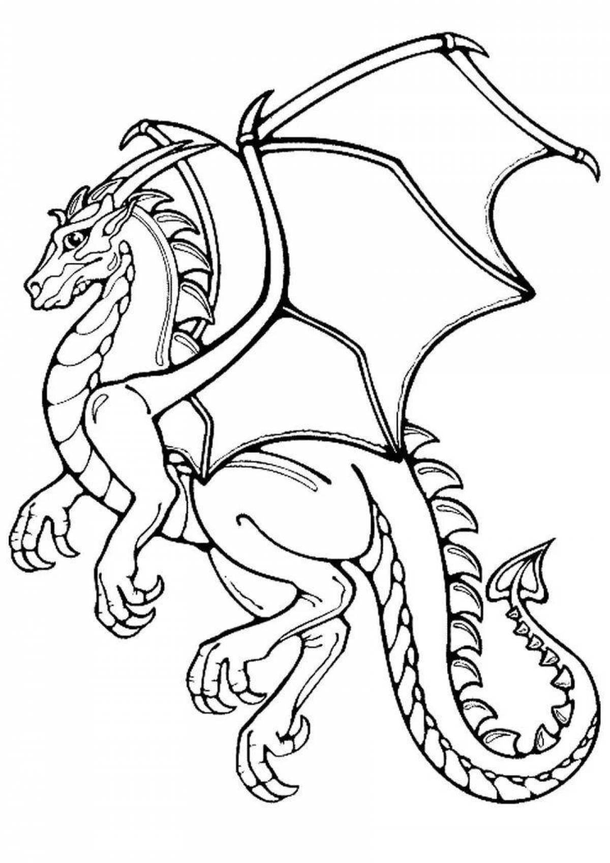 Luxury coloring dragon with wings
