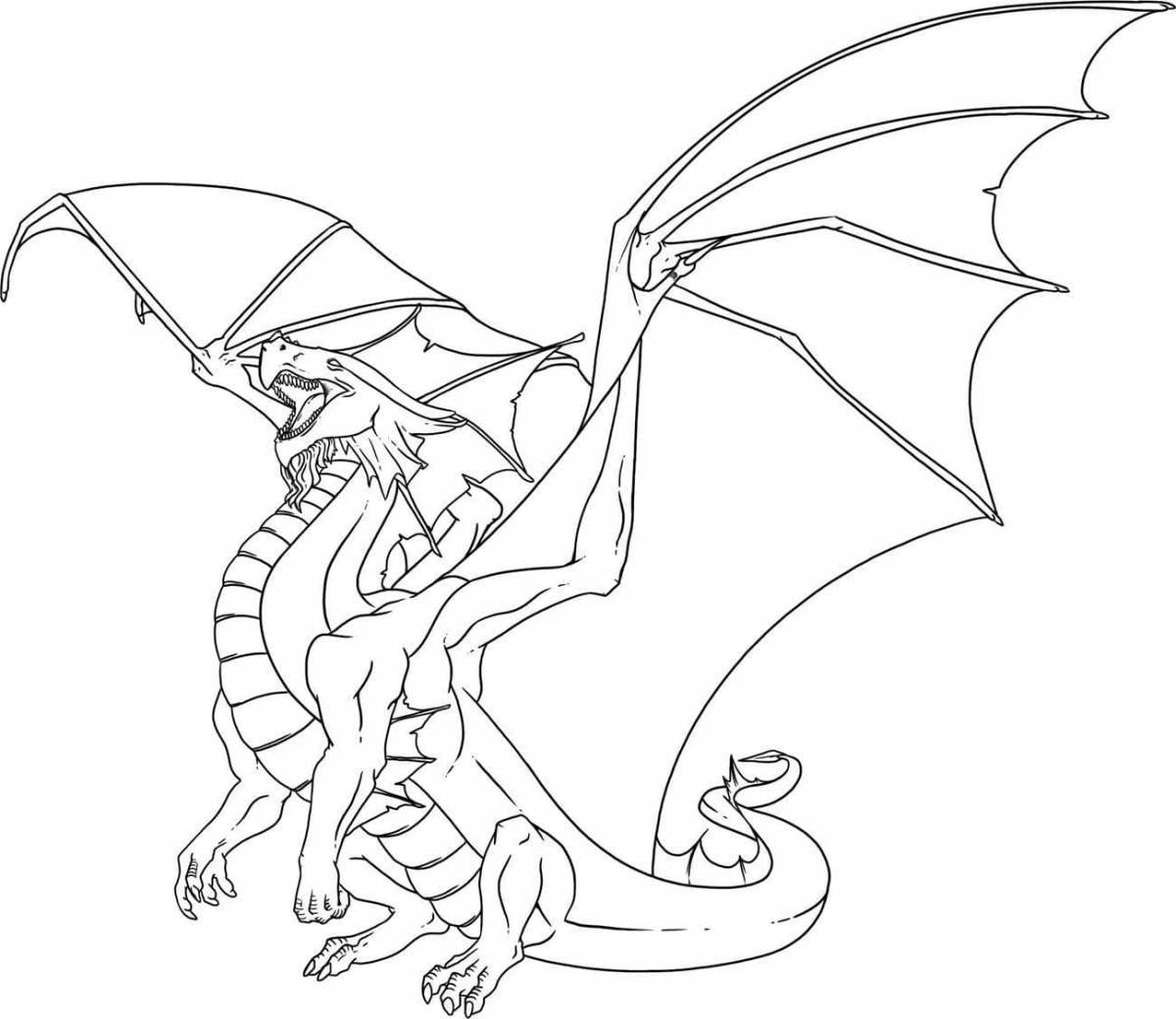 Attractive coloring dragon with wings