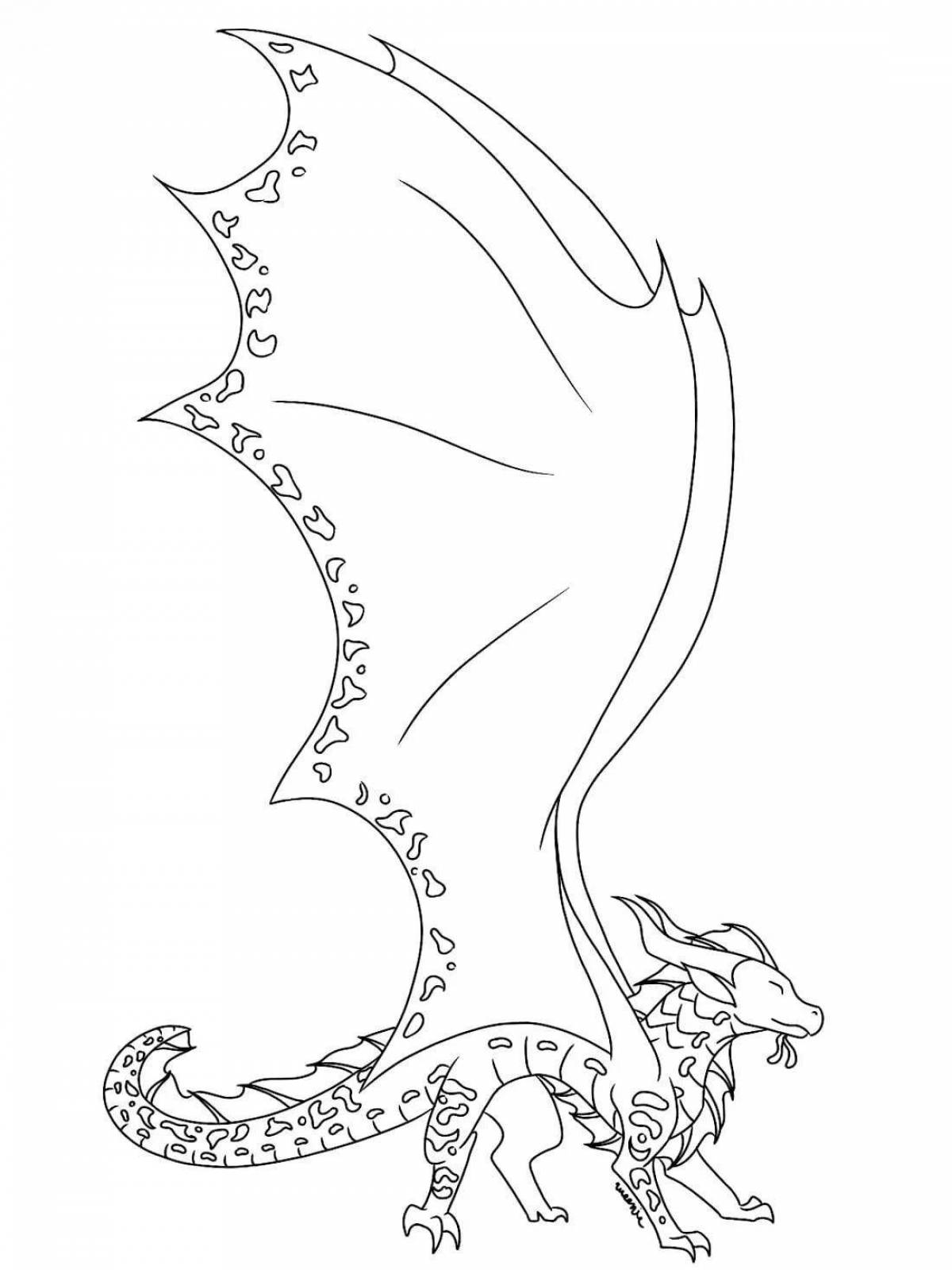 Дворцовая раскраска дракон с крыльями