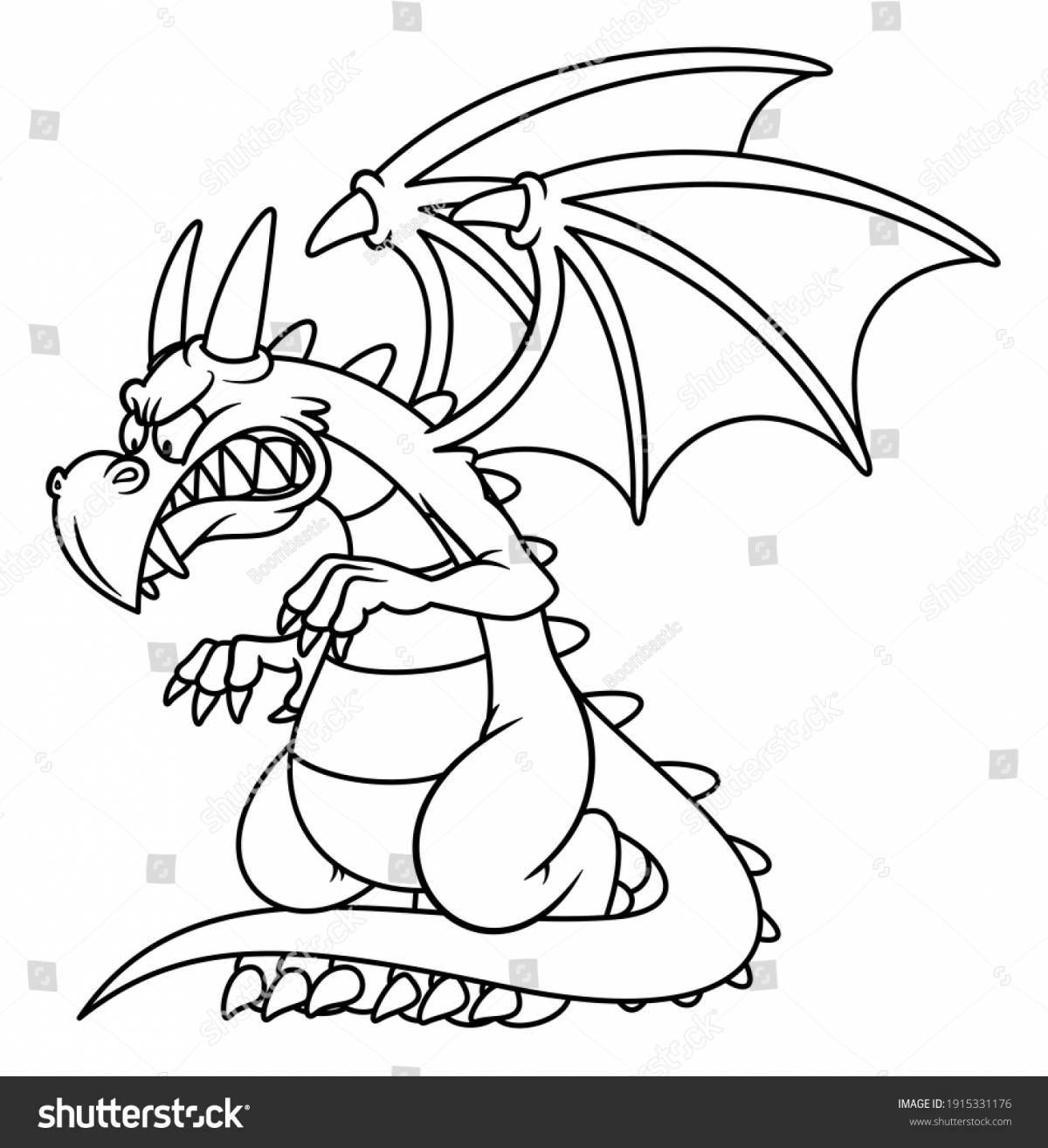 Exalted dragon with wings coloring page