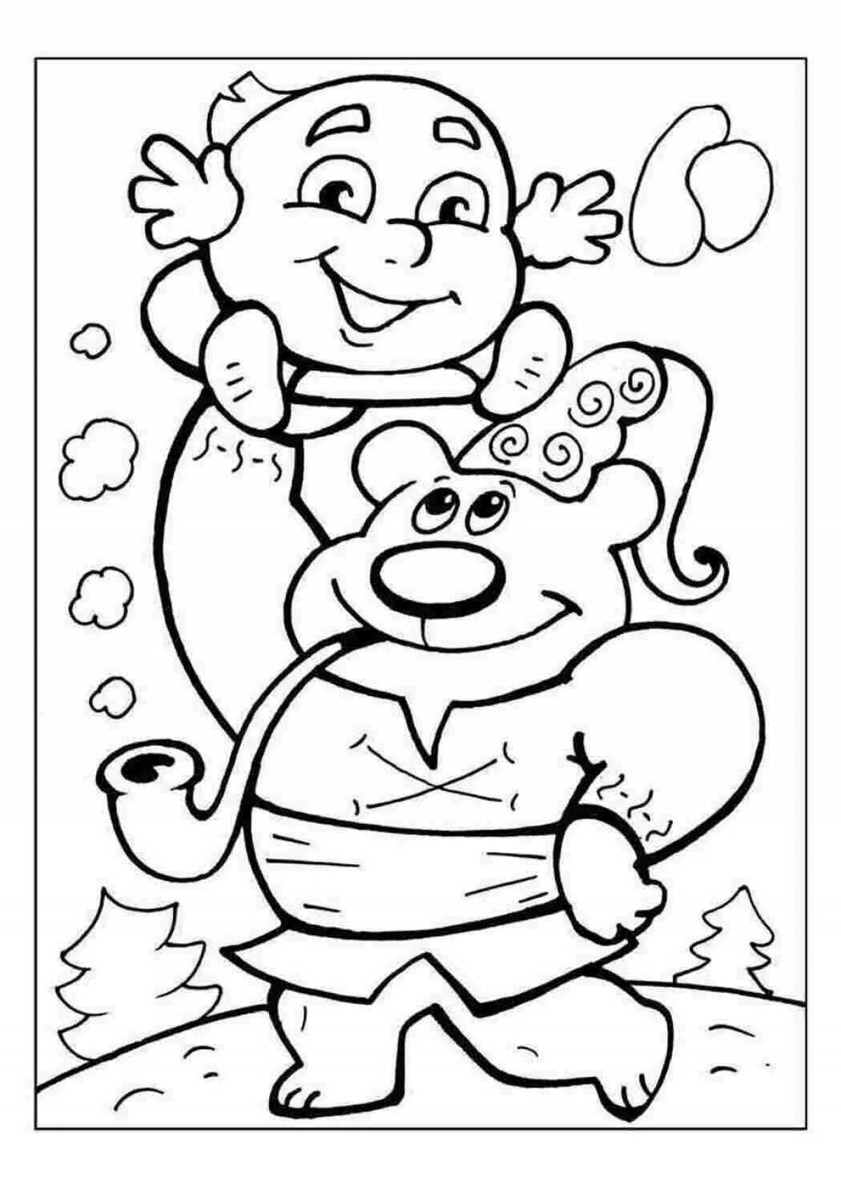 Colourful bun and bear coloring page