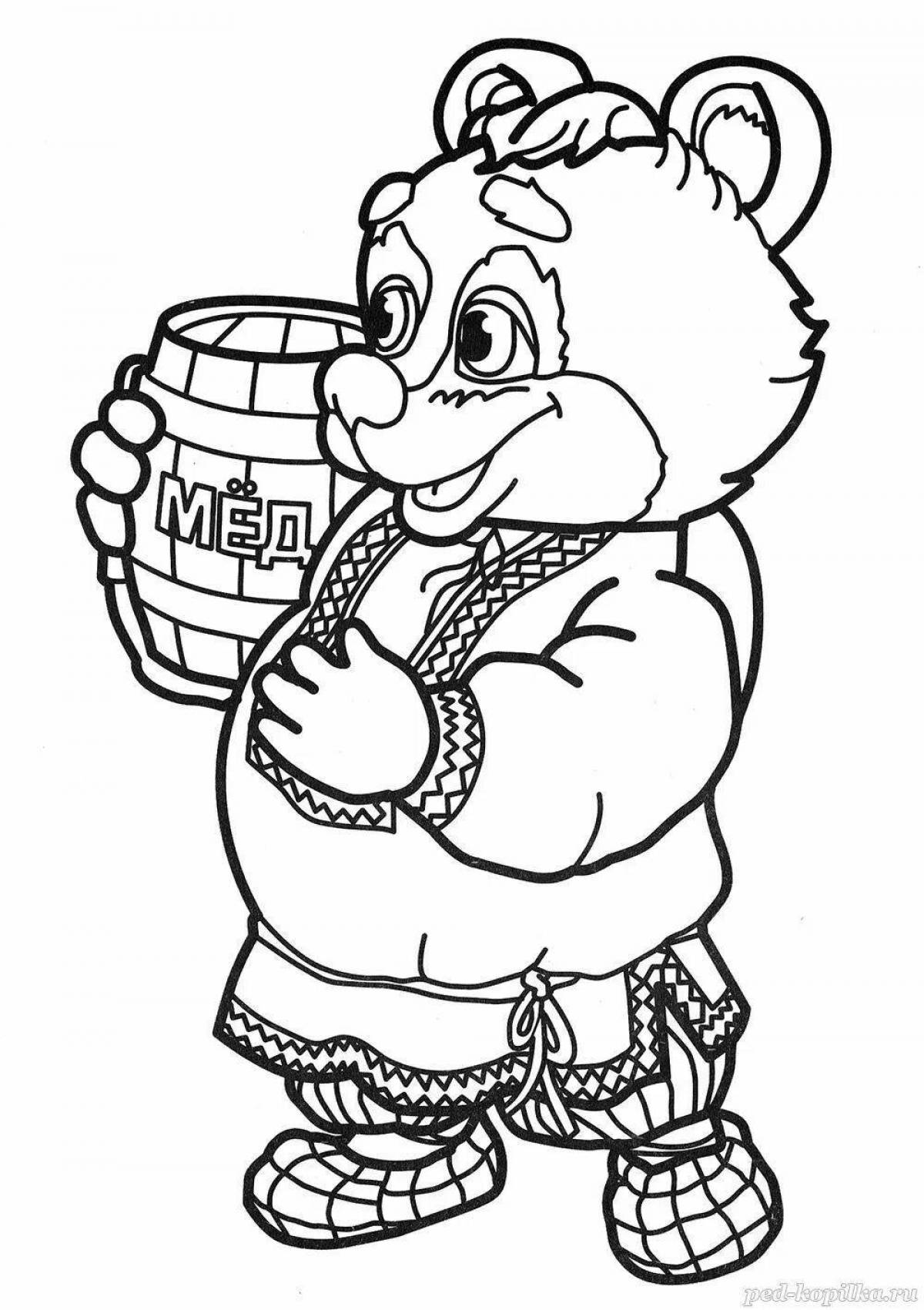 Coloring page happy bun and bear