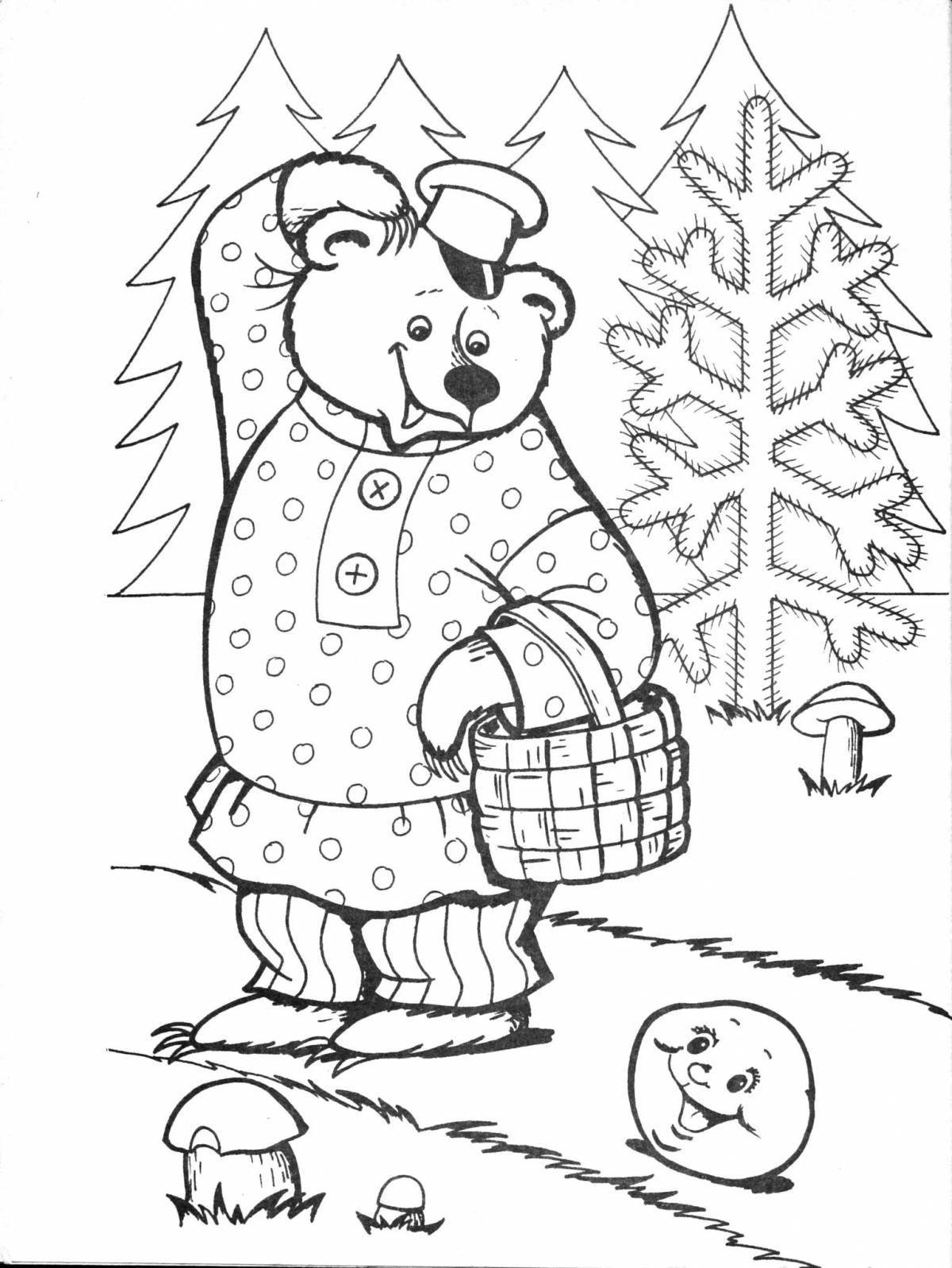 Coloring page adorable bun and bear