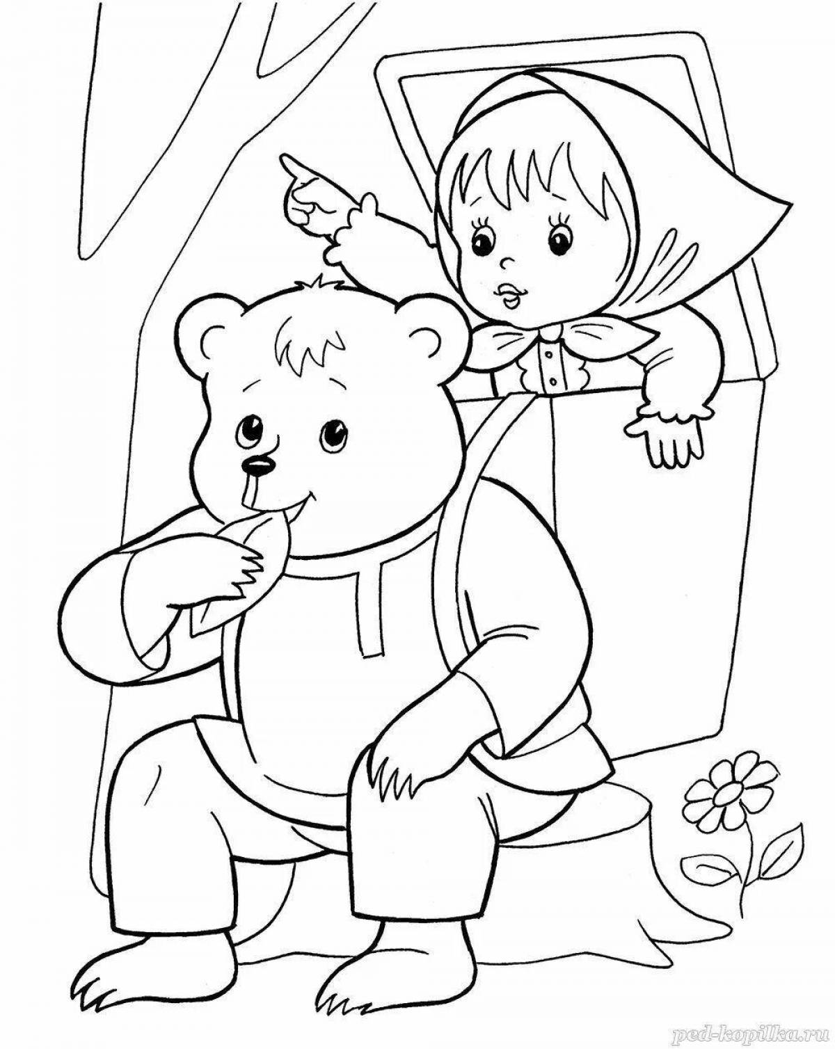 Gorgeous bun and bear coloring page