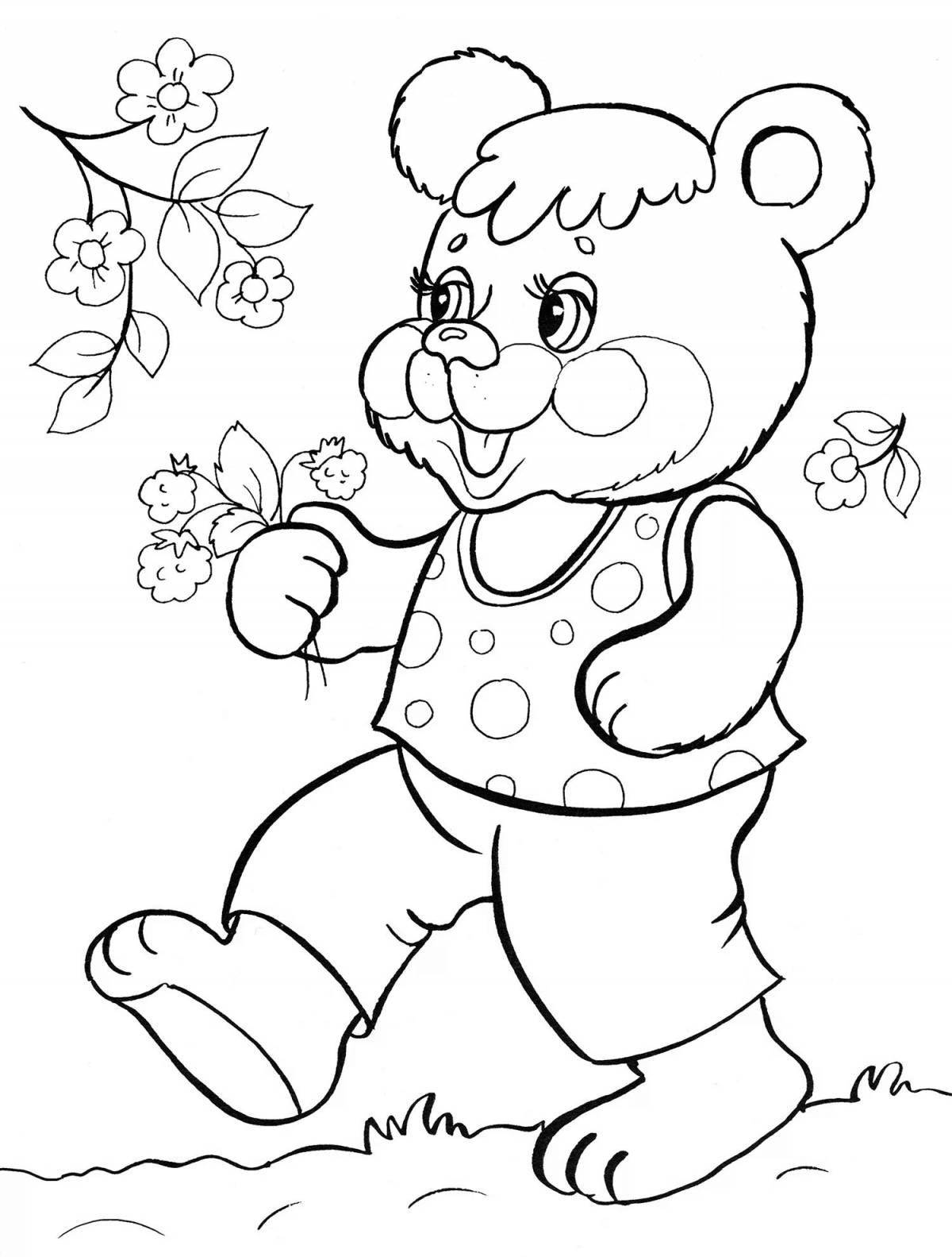 Coloring book sparkling bun and bear