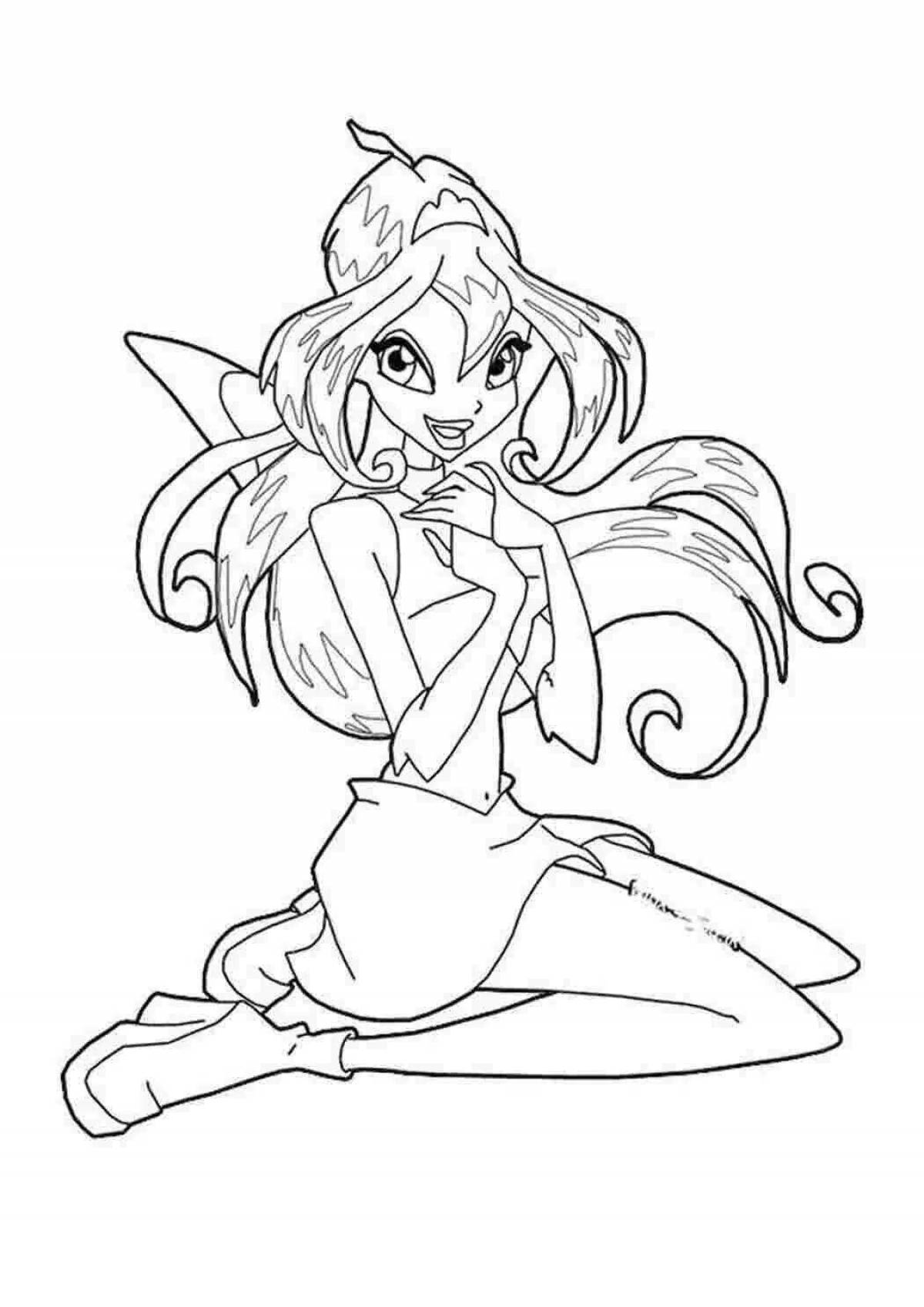 Playful winx bloom coloring book