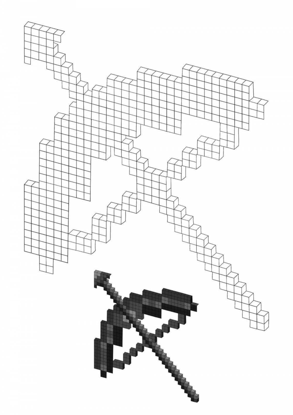 Игривая страница раскраски minecraft bow