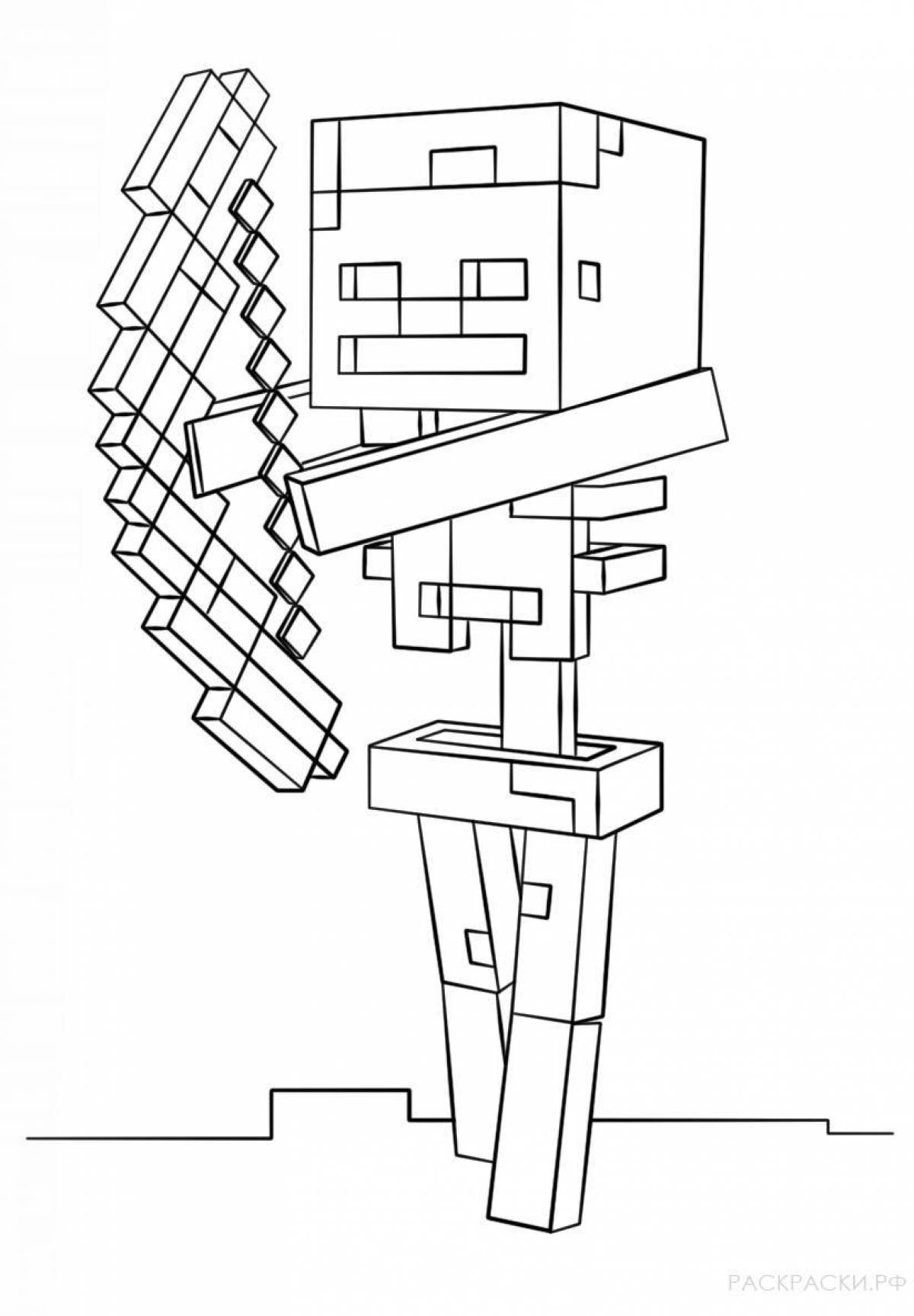 Adorable minecraft bow coloring page