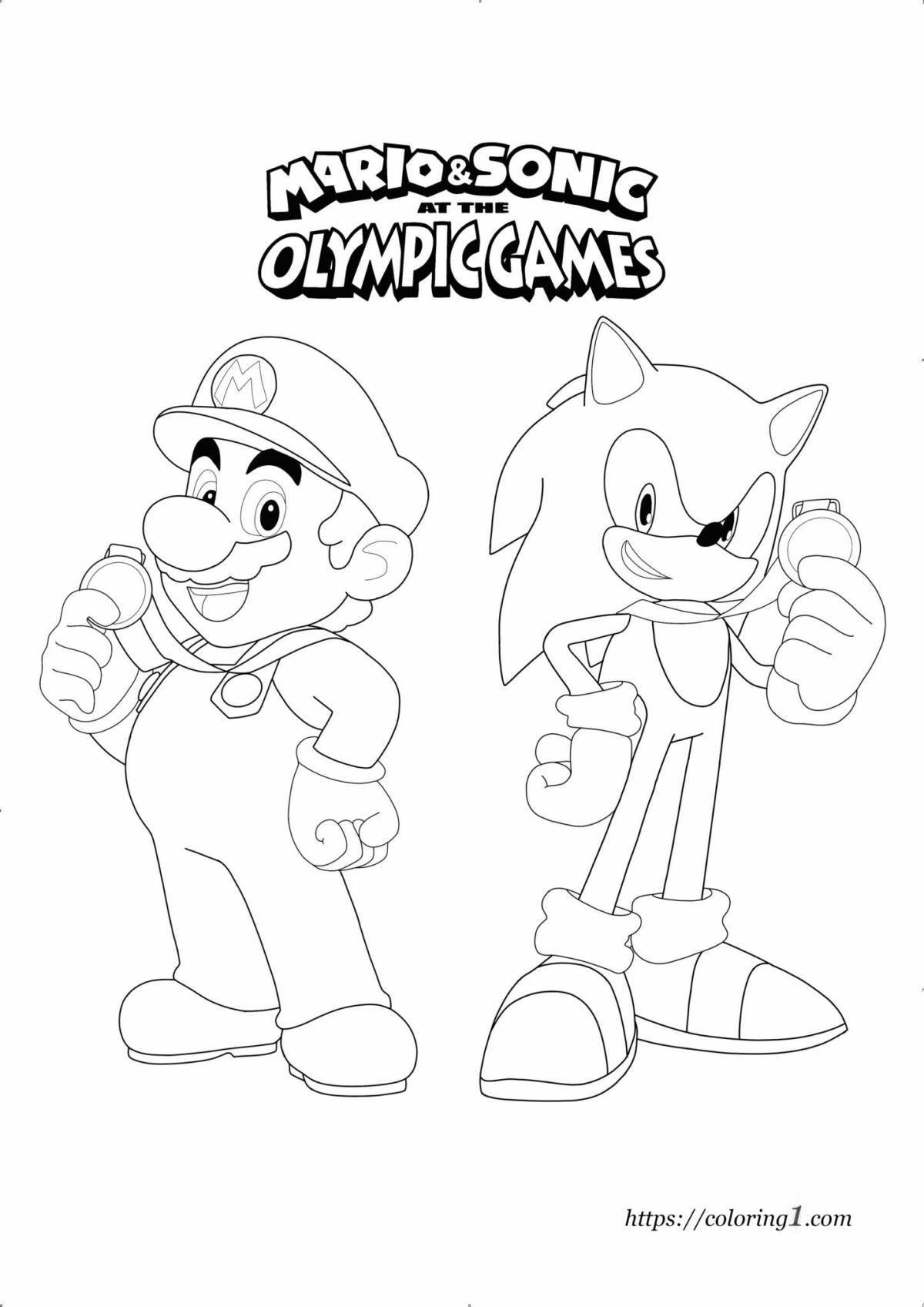 Playful mario and sonic coloring pages