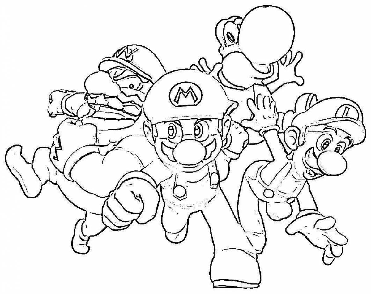 Fun mario and sonic coloring page