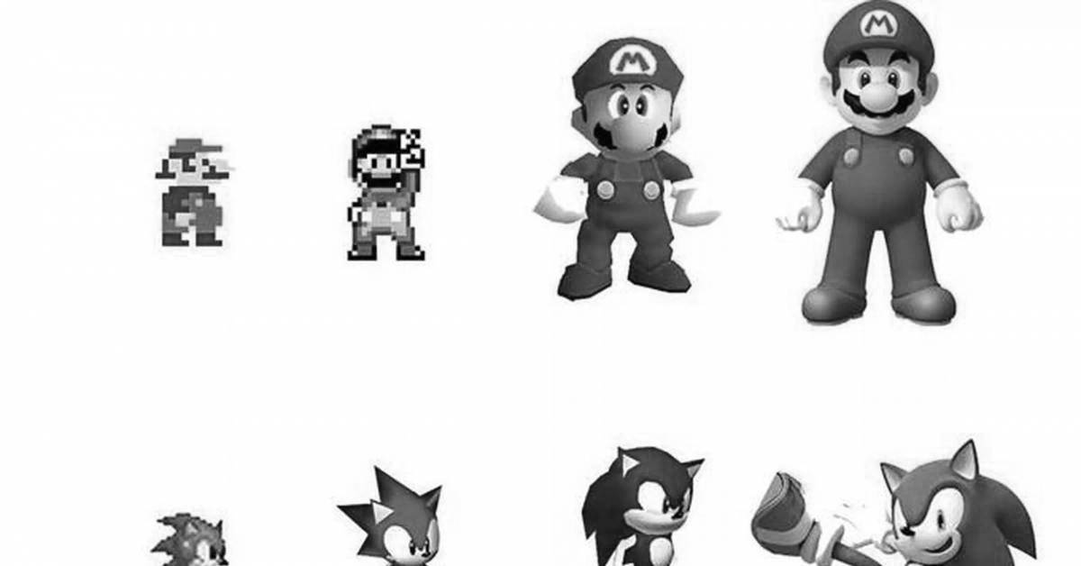 Mario mario and sonic coloring book