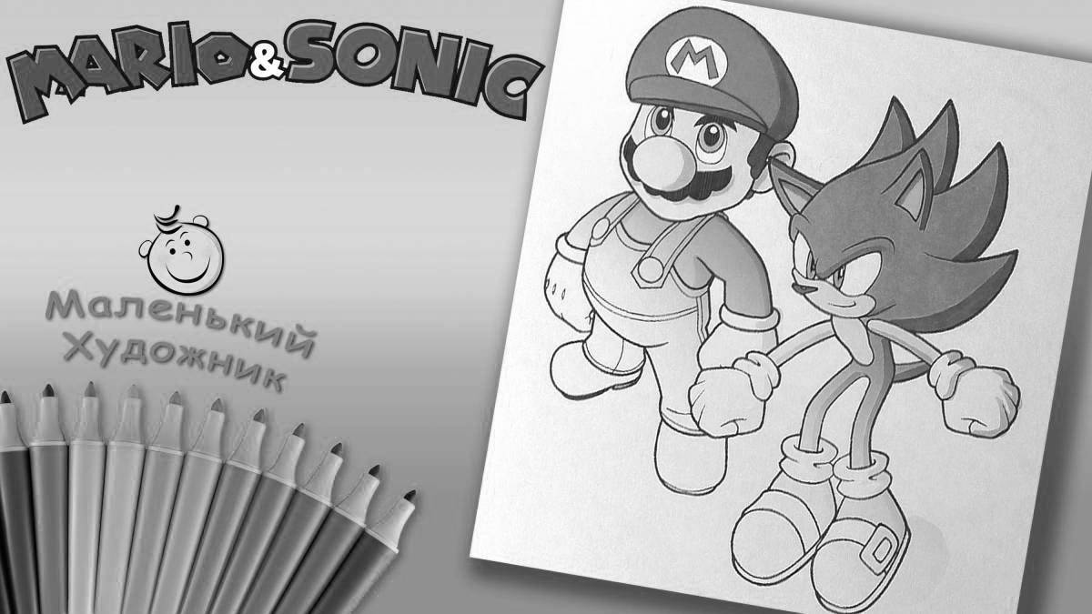 Exquisite mario and sonic coloring book