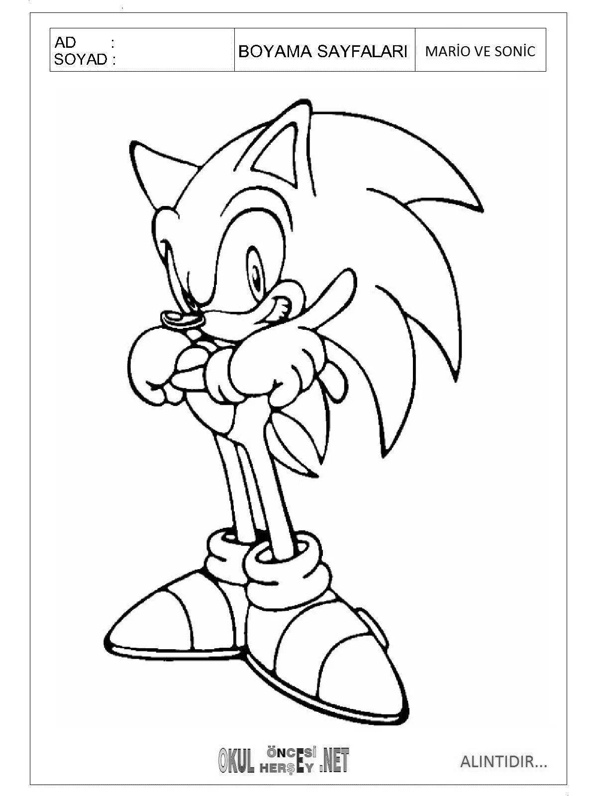 Glowing mario and sonic coloring page