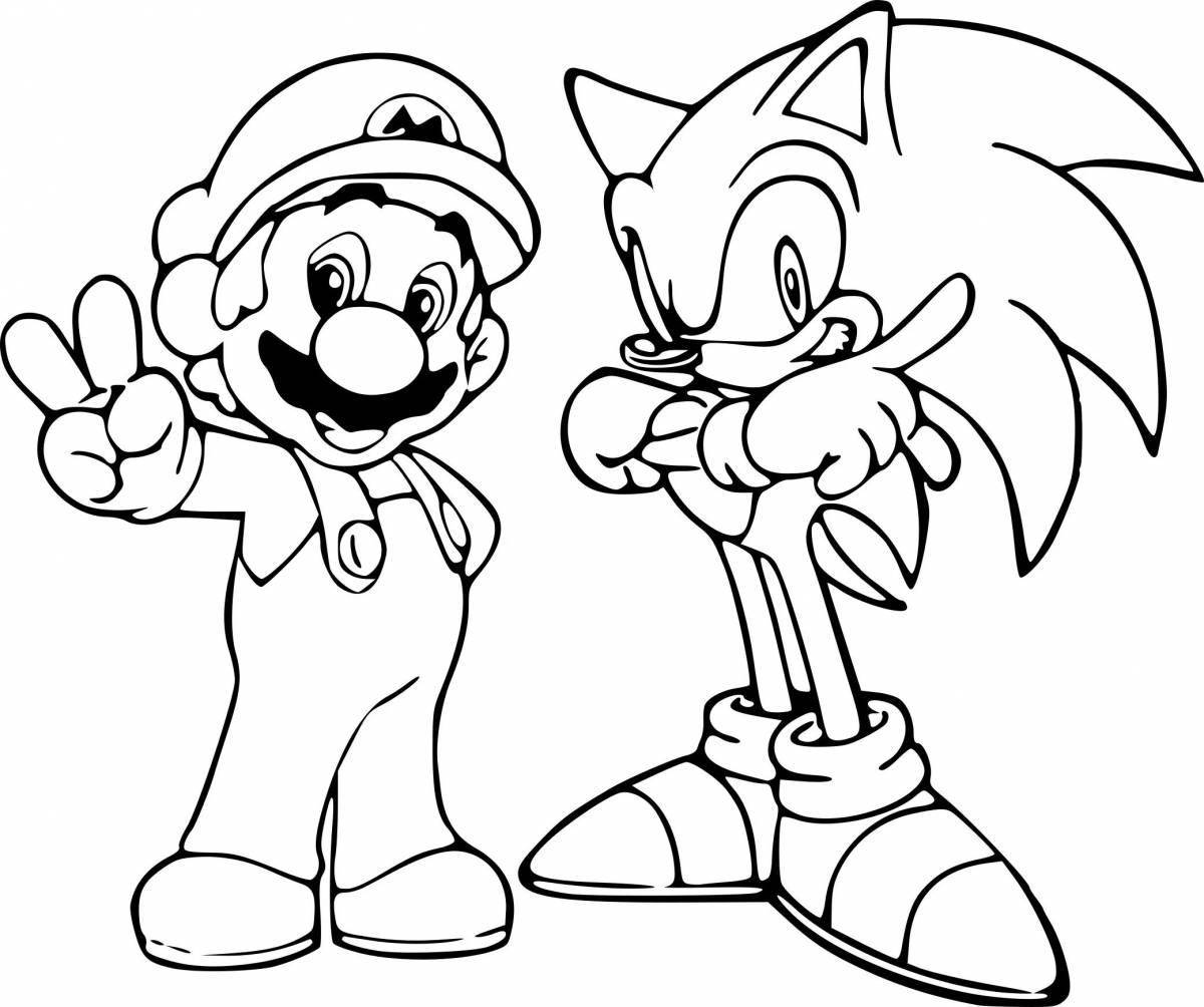 Sparkly mario and sonic coloring book