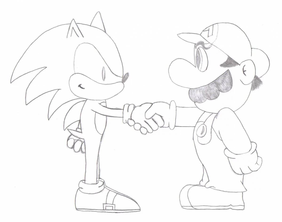 Live mario and sonic coloring book