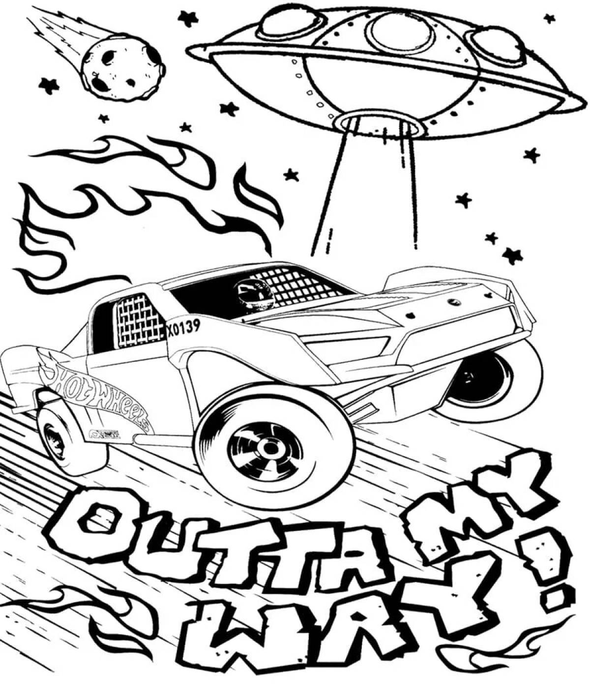 Intriguing hot wheels coloring page