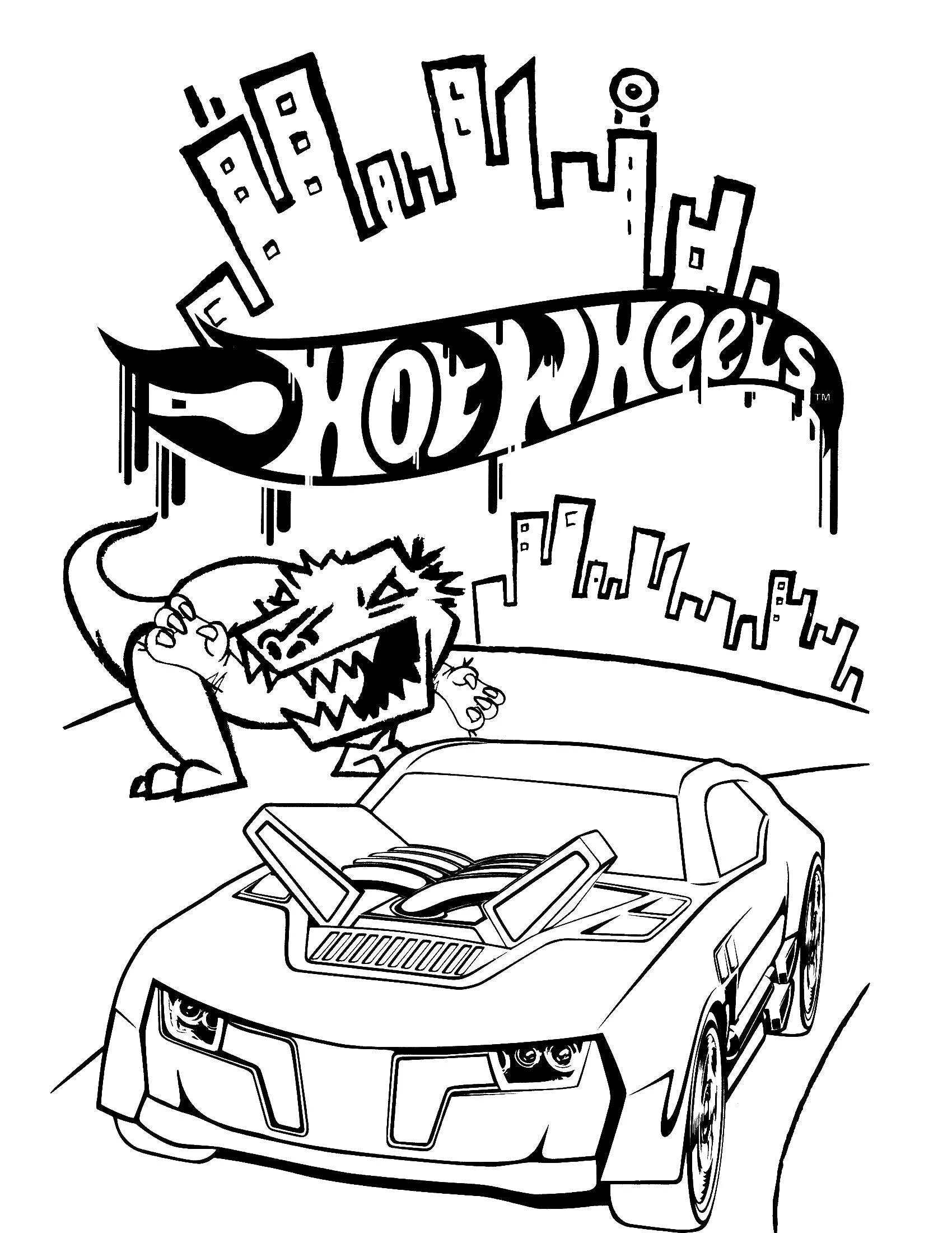 Awesome hot wheels coloring page