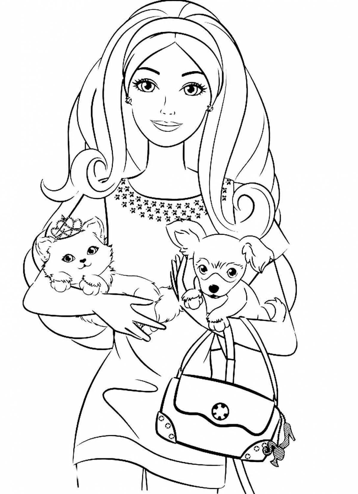 Magic coloring barbie with a kitten