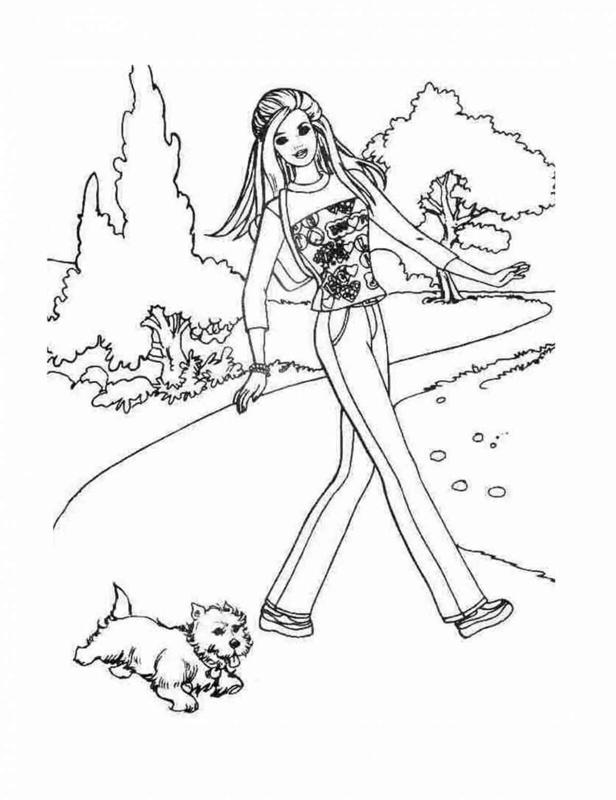 Elegant barbie kitten coloring book