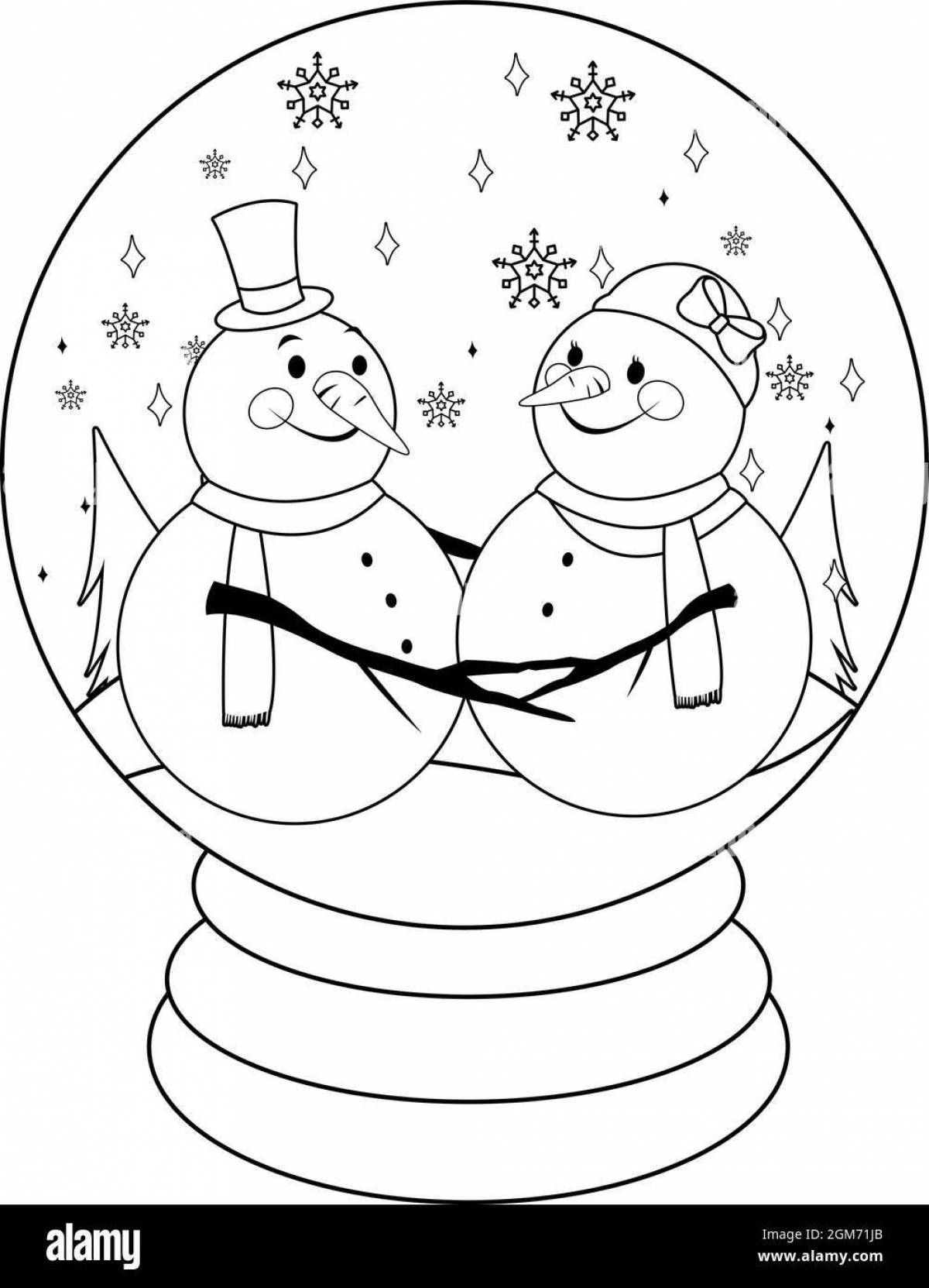 Live coloring snowman in a balloon