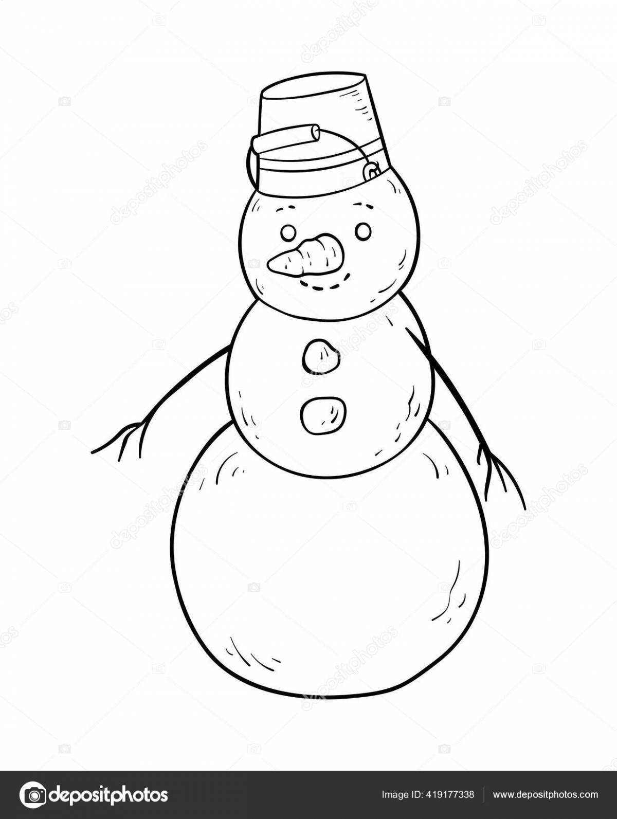 Fun coloring book snowman in a balloon