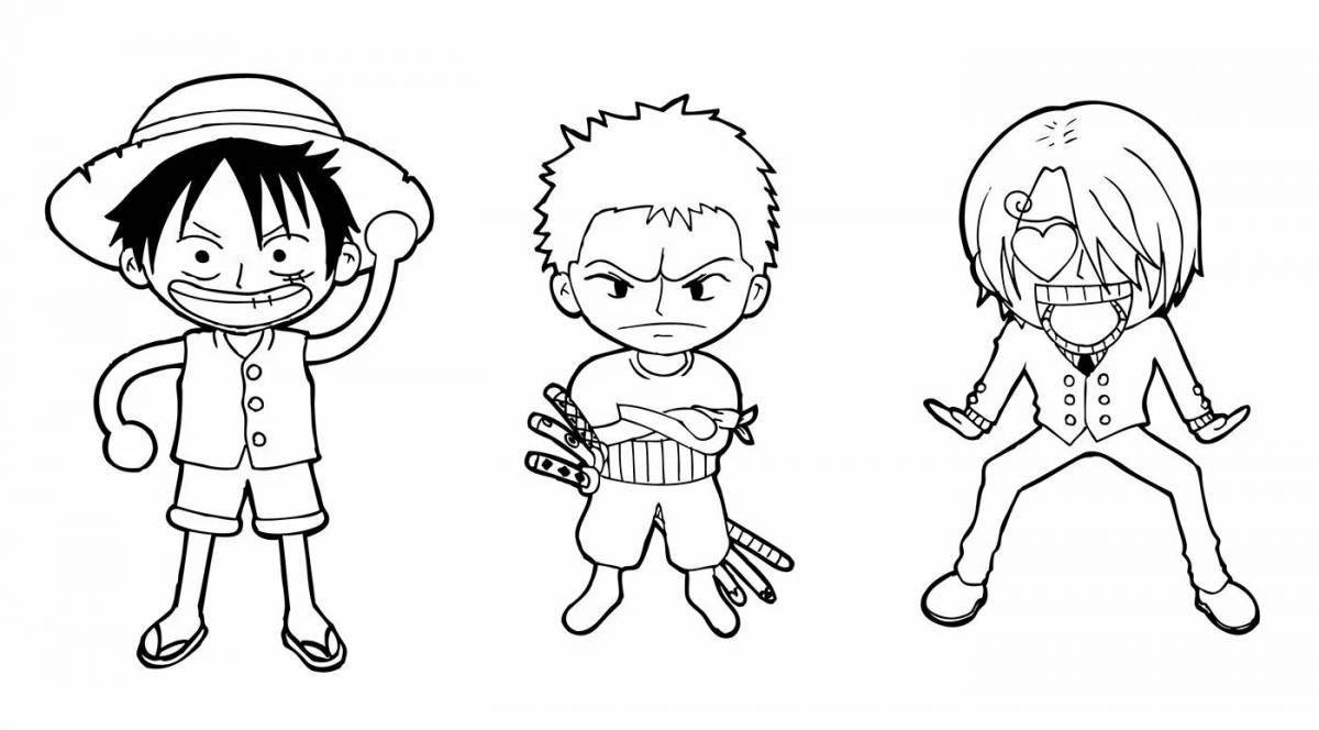 Colorful luffy one piece coloring page