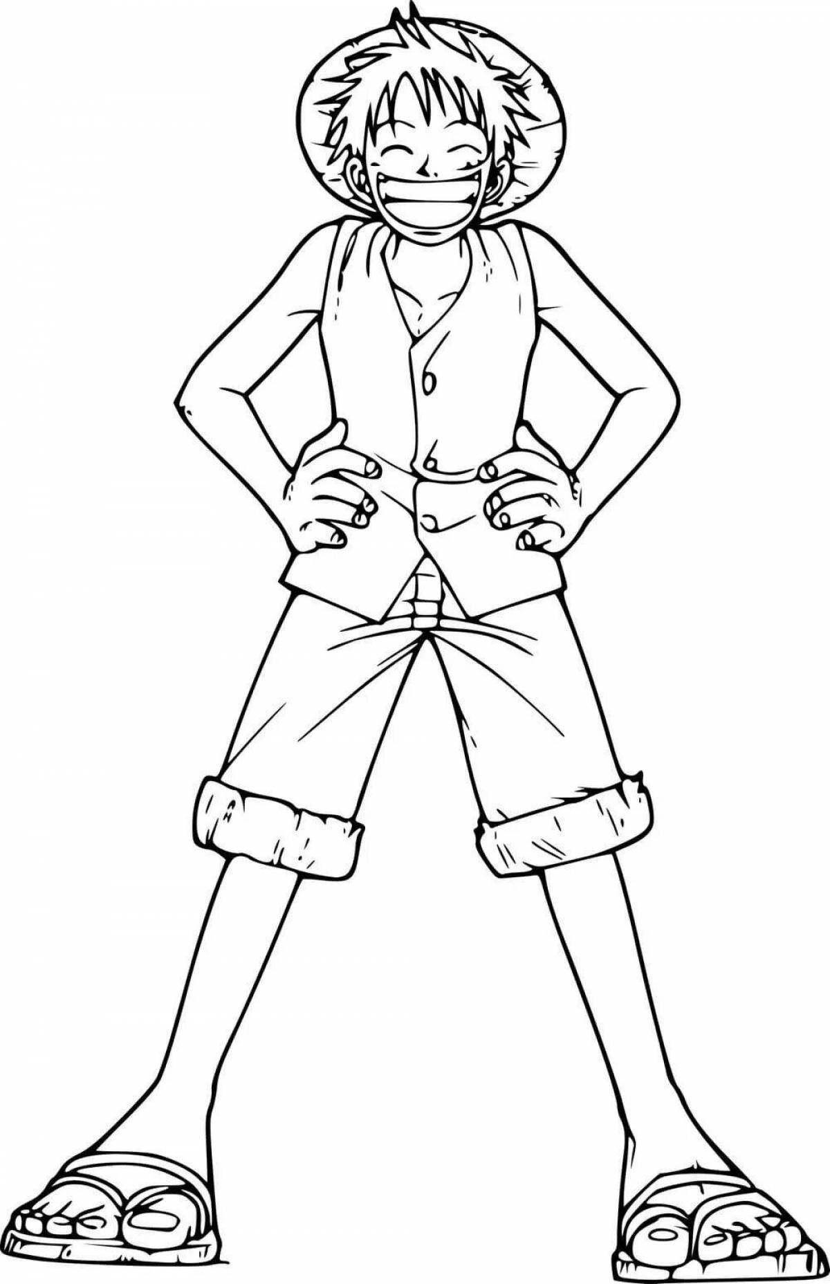 Bright coloring page luffy one piece