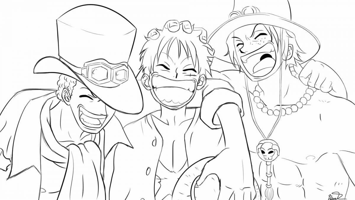Coloring happy luffy one piece