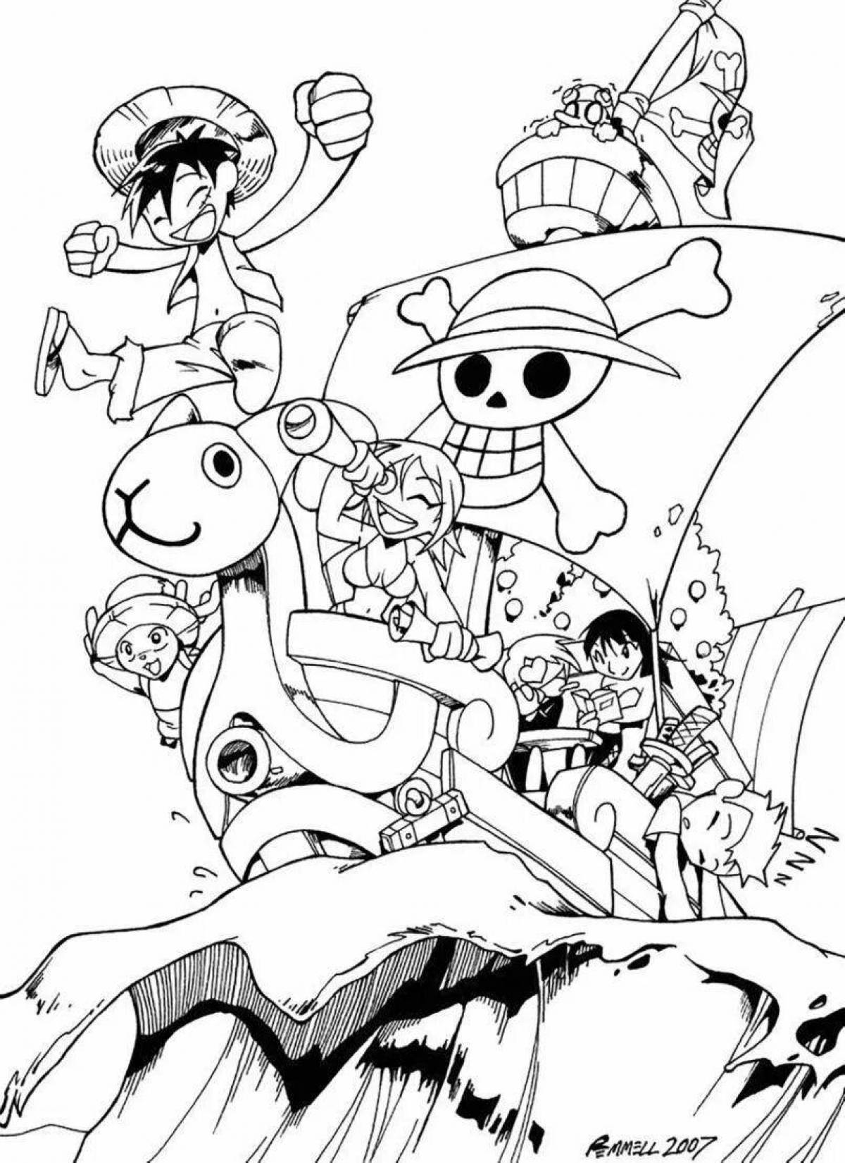Charming luffy one piece coloring page