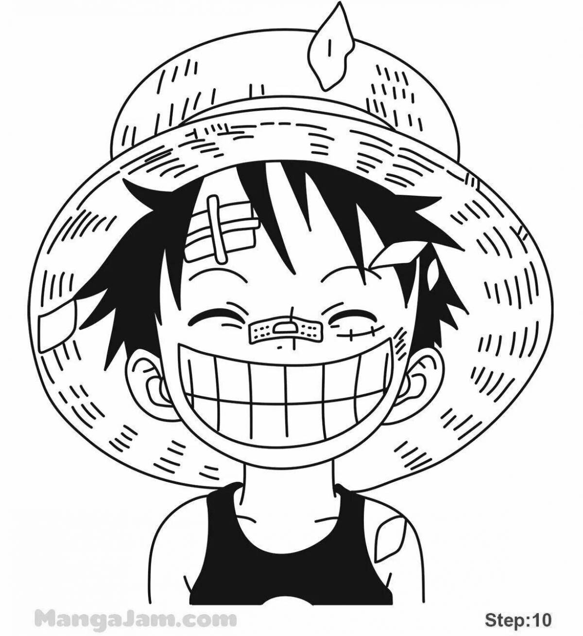 Animated luffy one piece coloring page