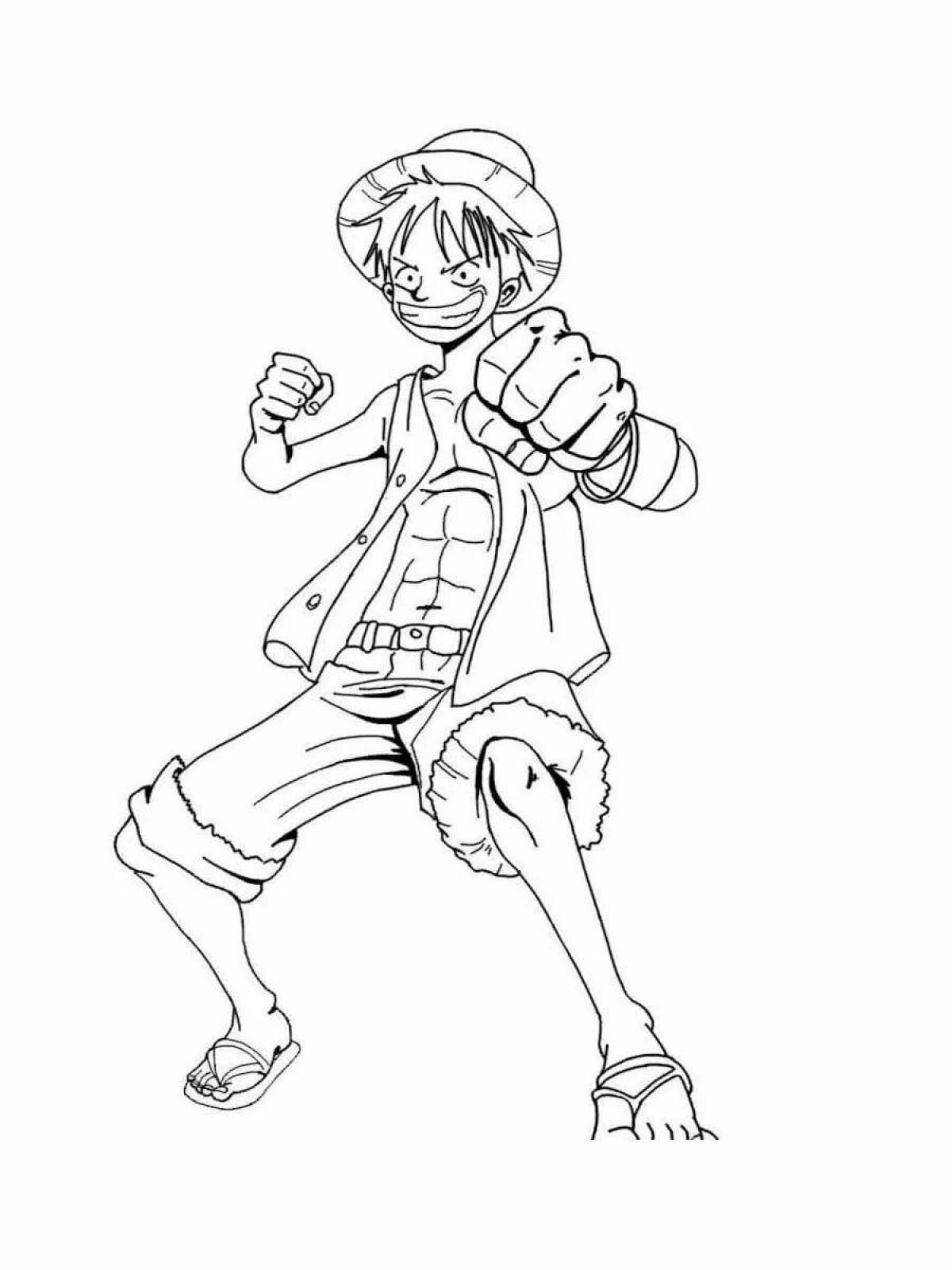 Fun luffy one piece coloring page