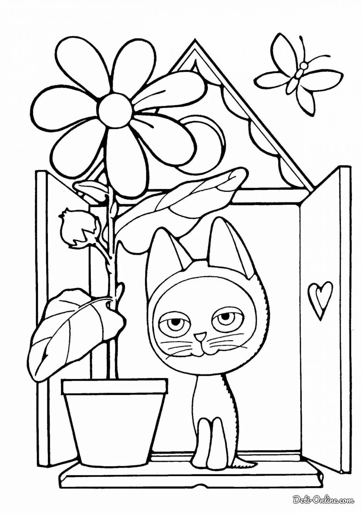 Adorable big cat escape coloring page