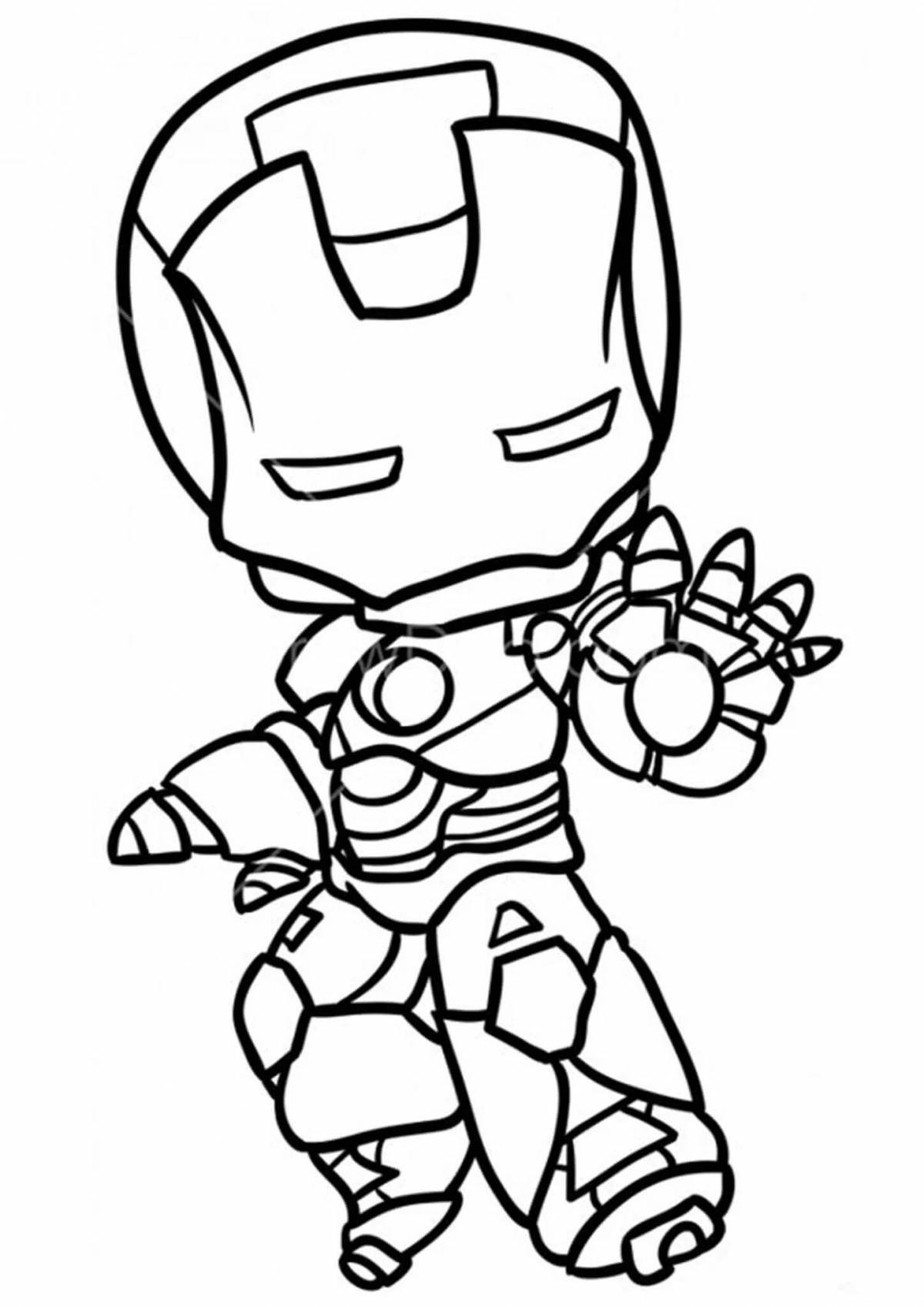 Coloring book glowing iron man marvel