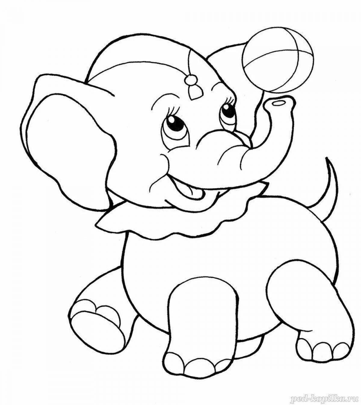Веселая раскраска слона для детей
