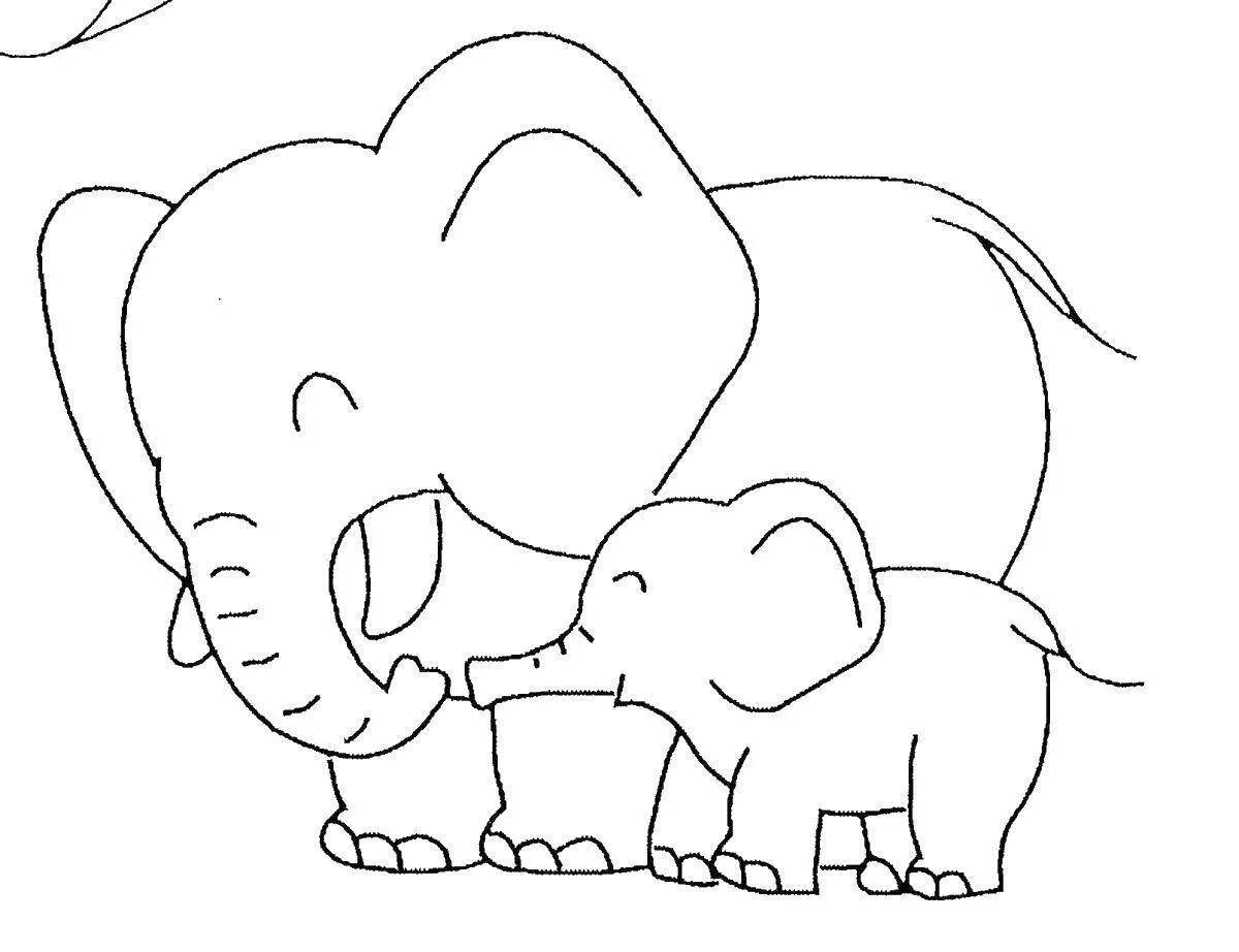 Раскраска очаровательный слон для детей