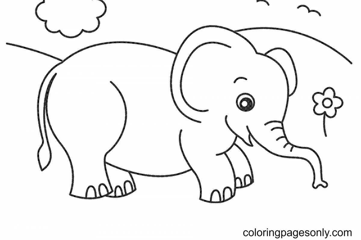 Coloring page energetic elephant for kids