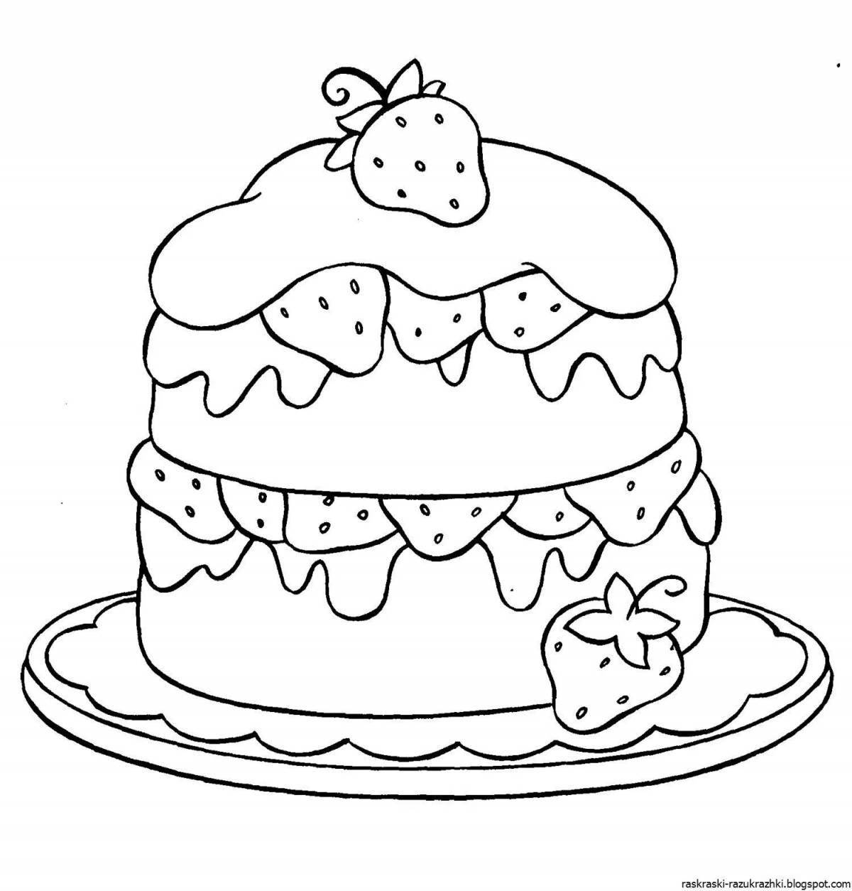 Раскраска сладкий торт для детей