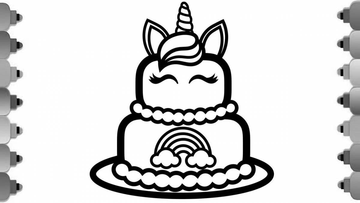 Adorable cake coloring book for kids