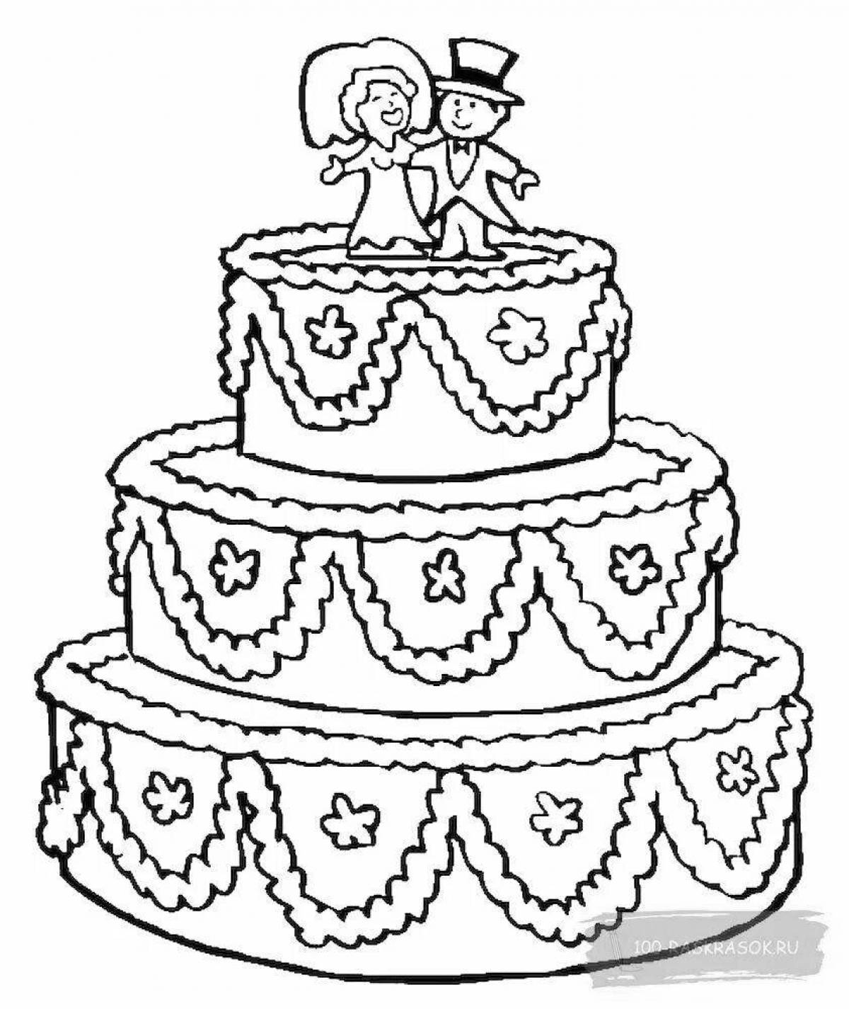 Playful cake coloring page for kids