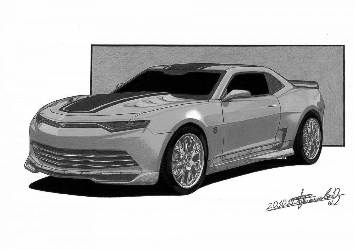 Vibrant bumblebee chevrolet camaro coloring page