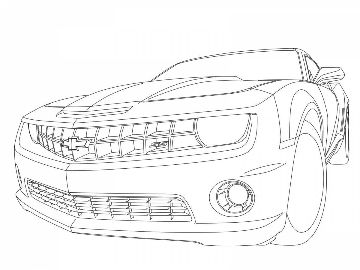 Funny bumblebee chevrolet camaro coloring page