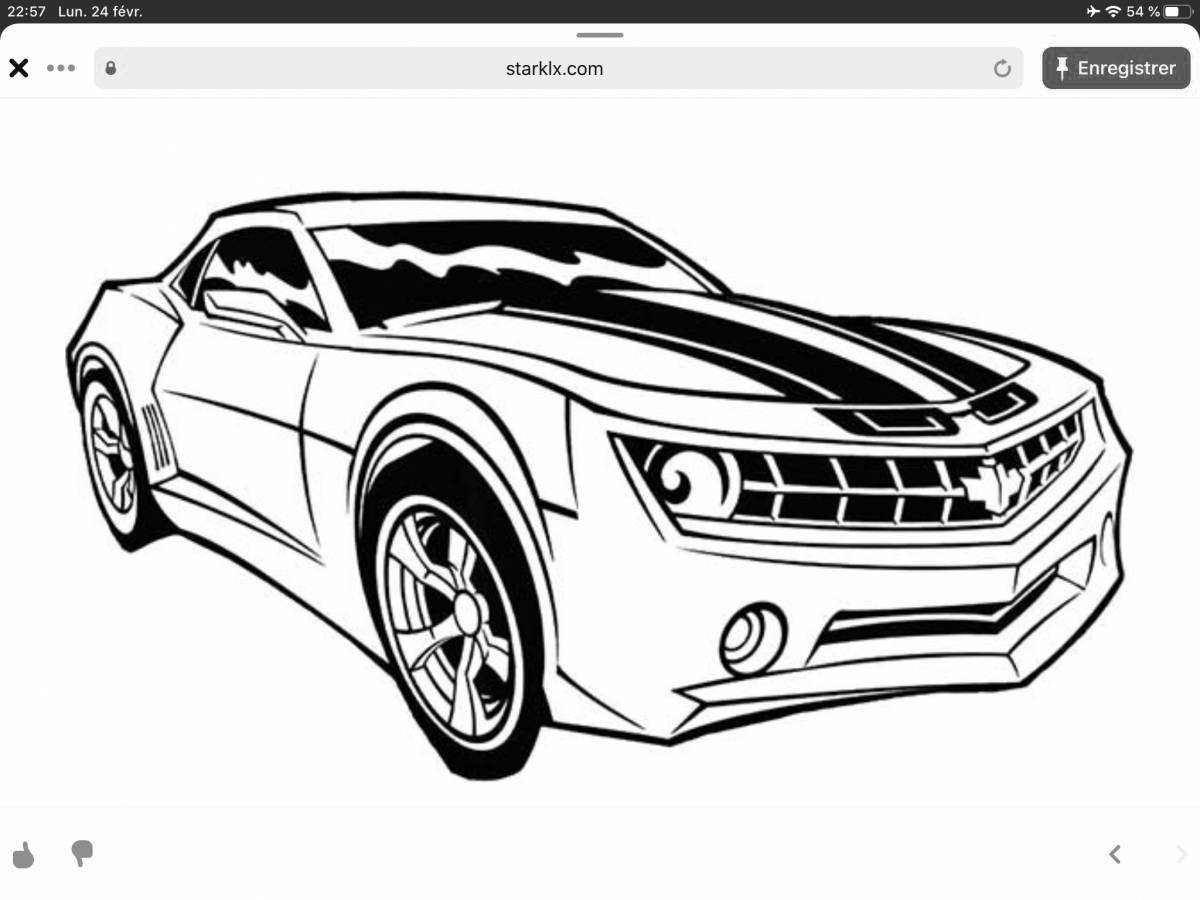 Charming bumblebee chevrolet camaro coloring page