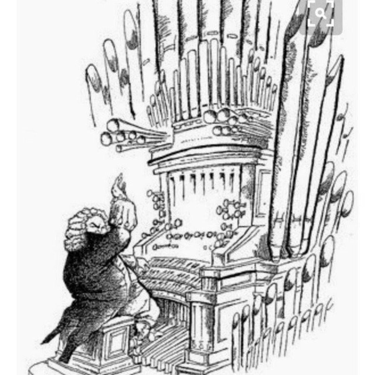 Playful organ musical instrument coloring page