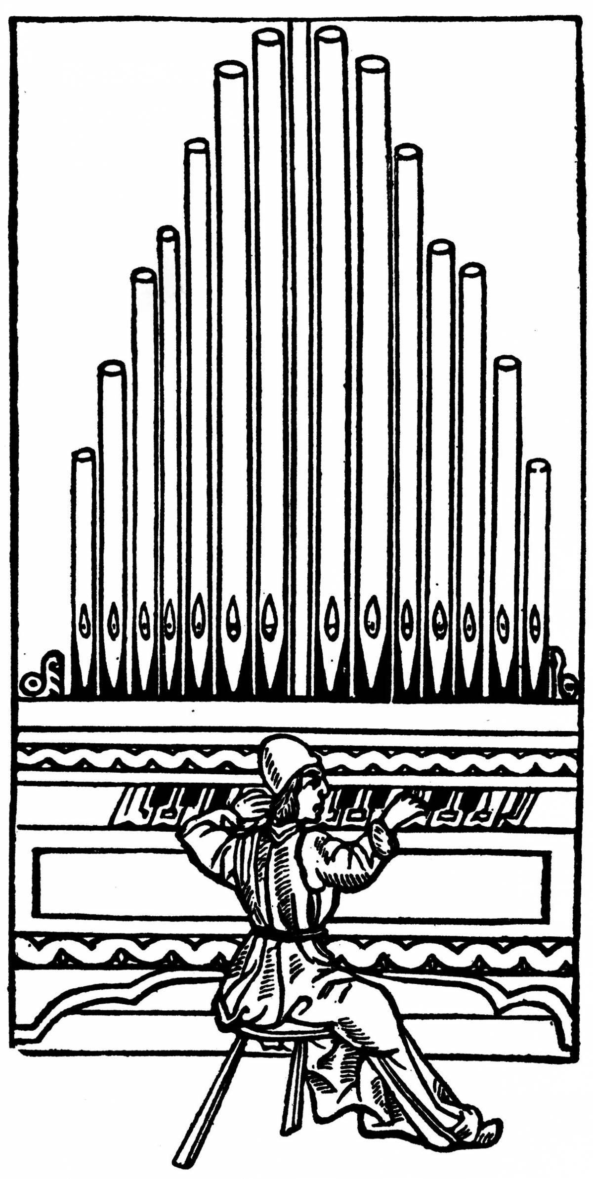 Coloring page amazing organ musical instrument