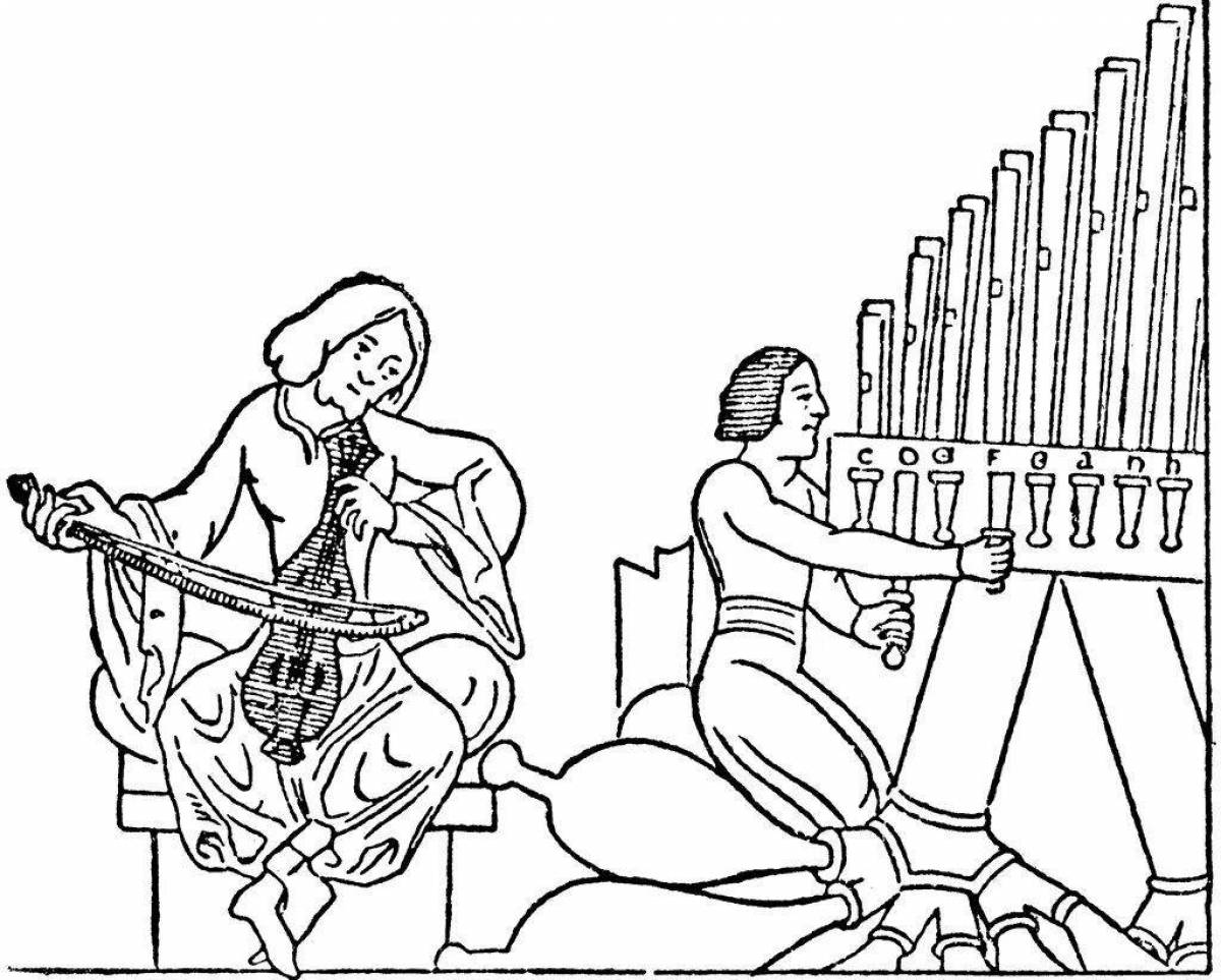 Colouring page fascinating organ musical instrument