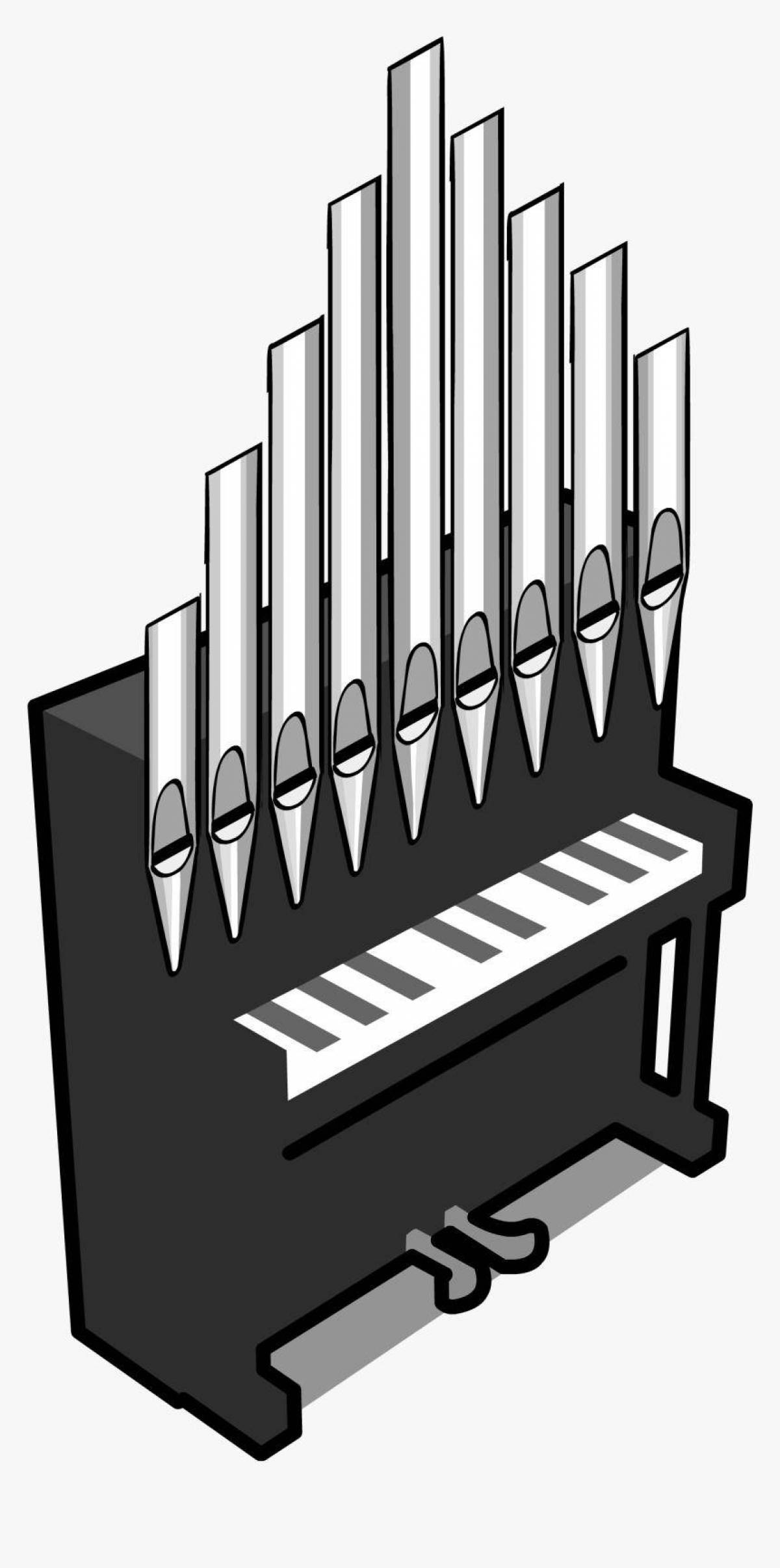 Раскраска элегантный органный музыкальный инструмент