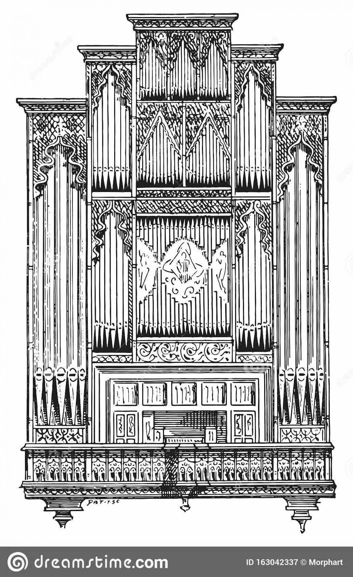 Раскраска прекрасный органный музыкальный инструмент