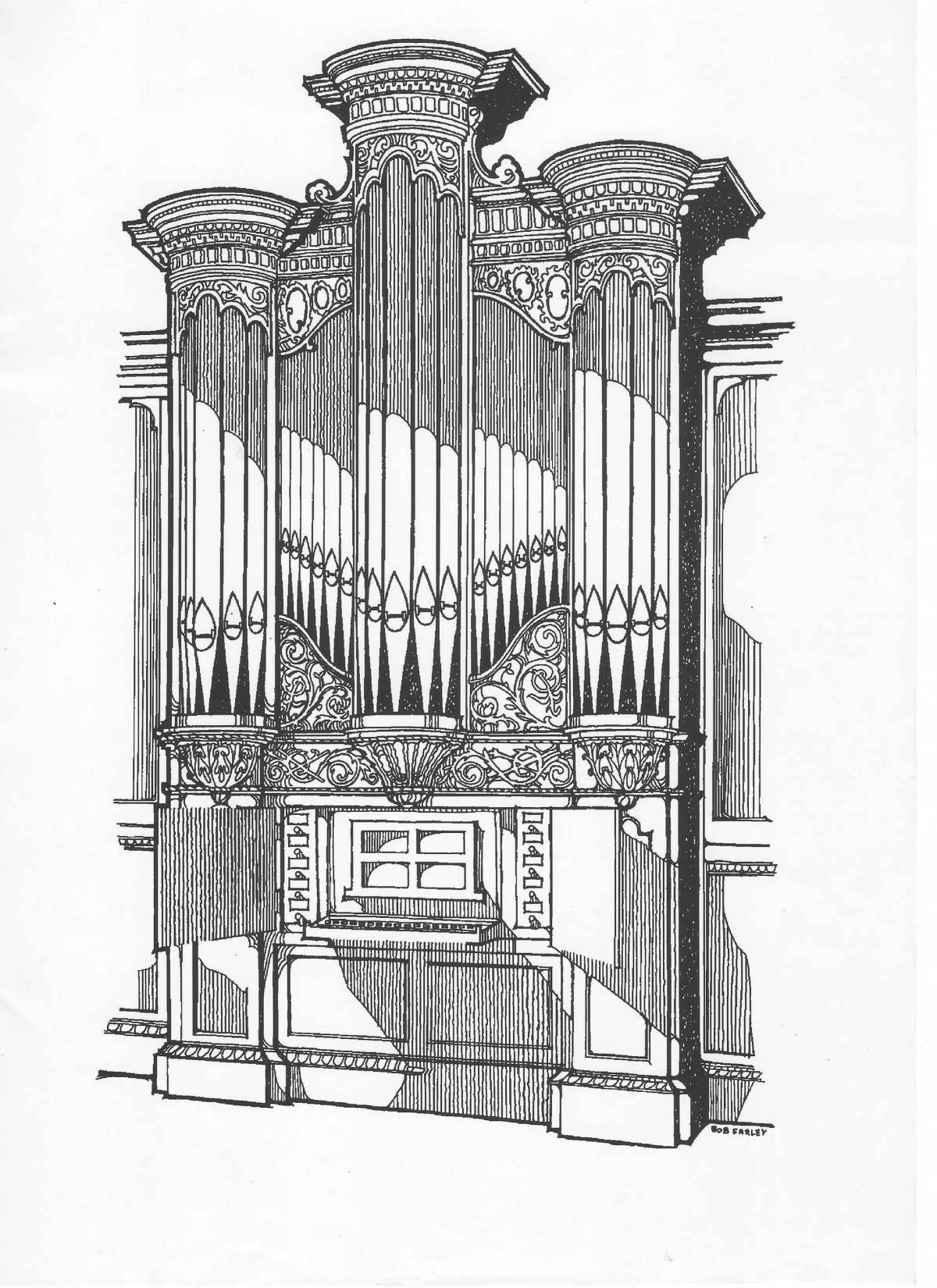Coloring page dynamic organ musical instrument