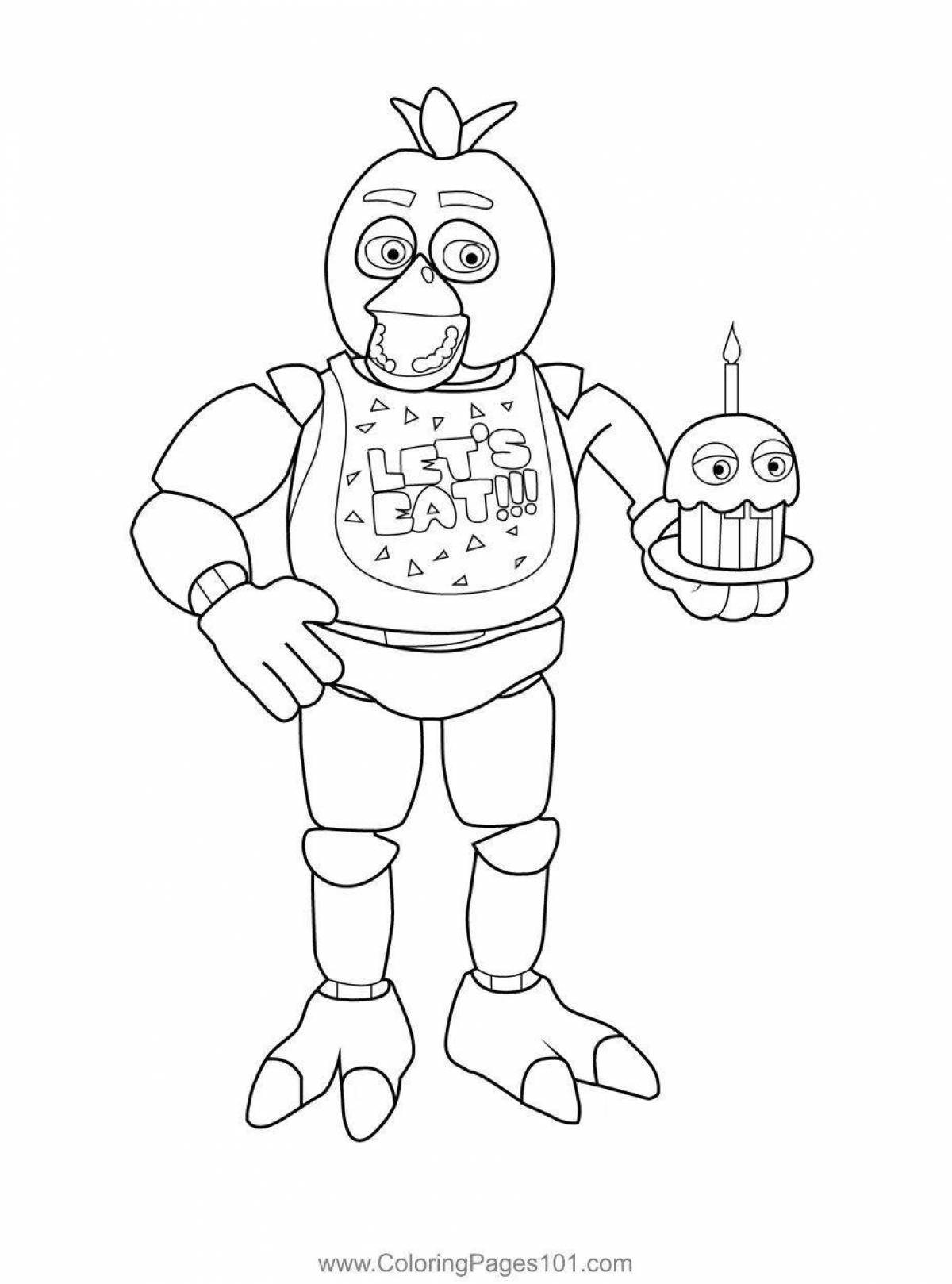 Drawing chiki from fnaf 1 coloring book